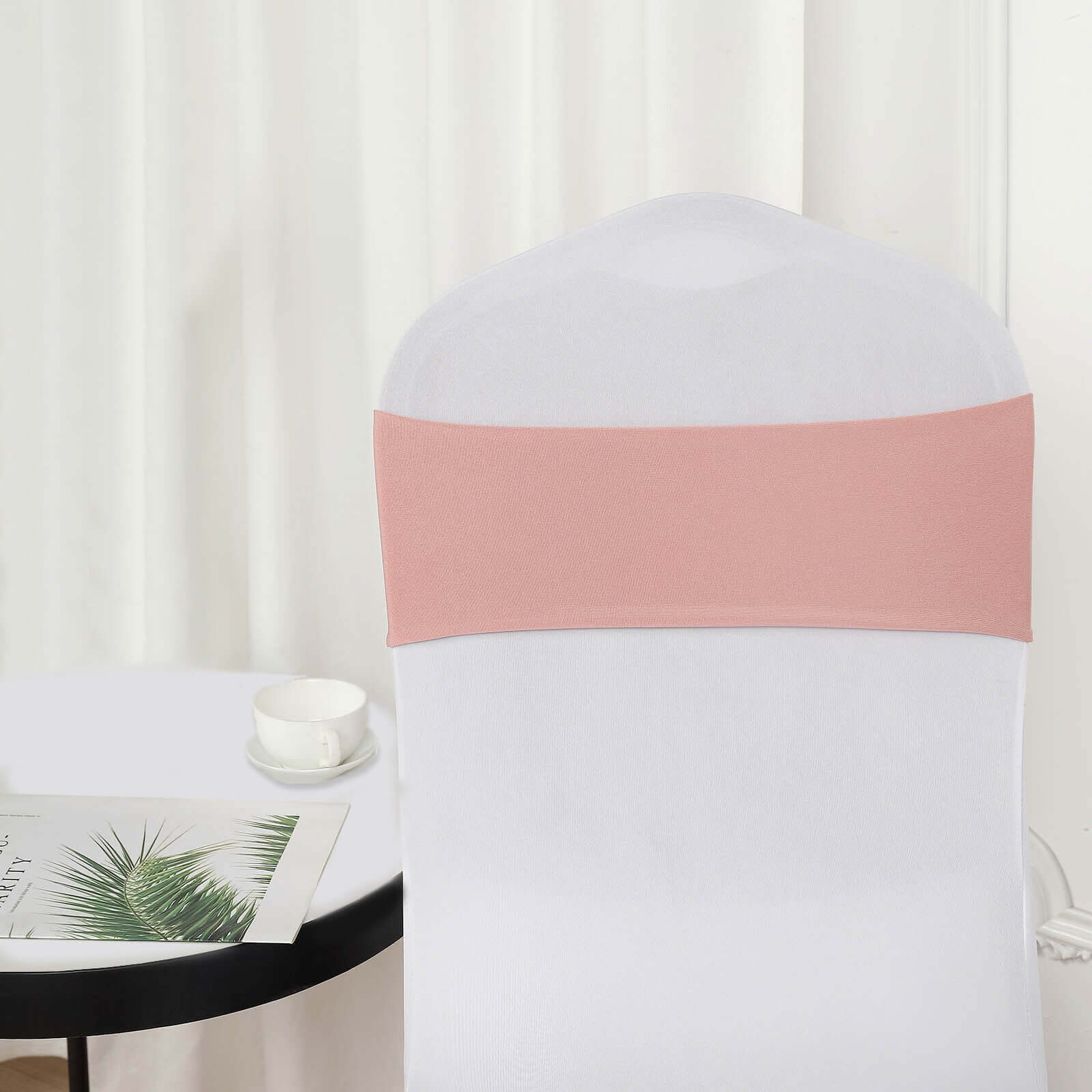 5 Pack Stretch Spandex Chair Sashes 5"x12" Dusty Rose - Two Ply Heavy Duty Fitted Chair Bands - Image 10