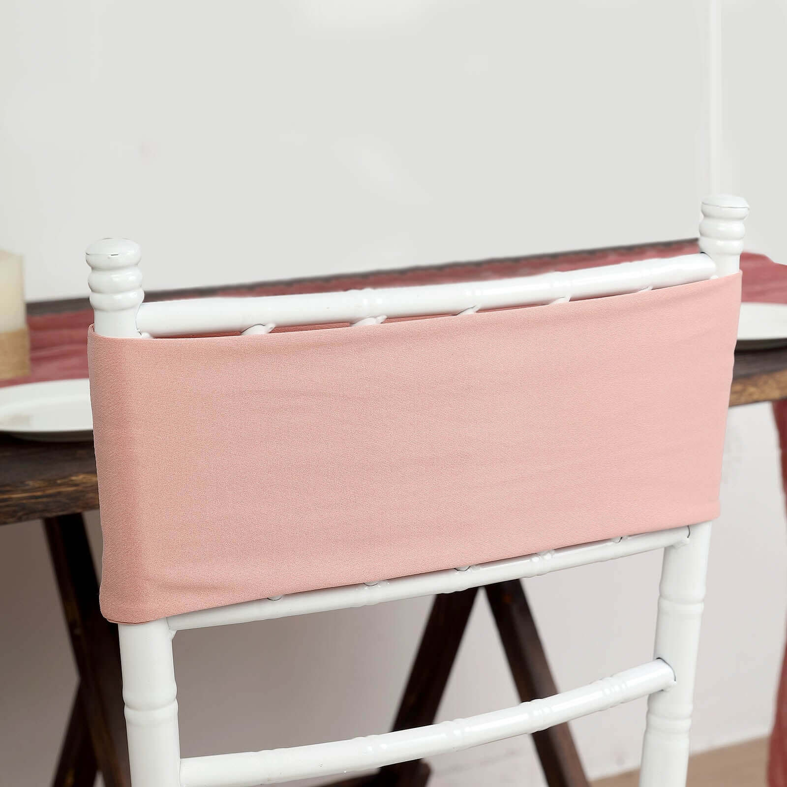 5 Pack Stretch Spandex Chair Sashes 5"x12" Dusty Rose - Two Ply Heavy Duty Fitted Chair Bands - Image 11