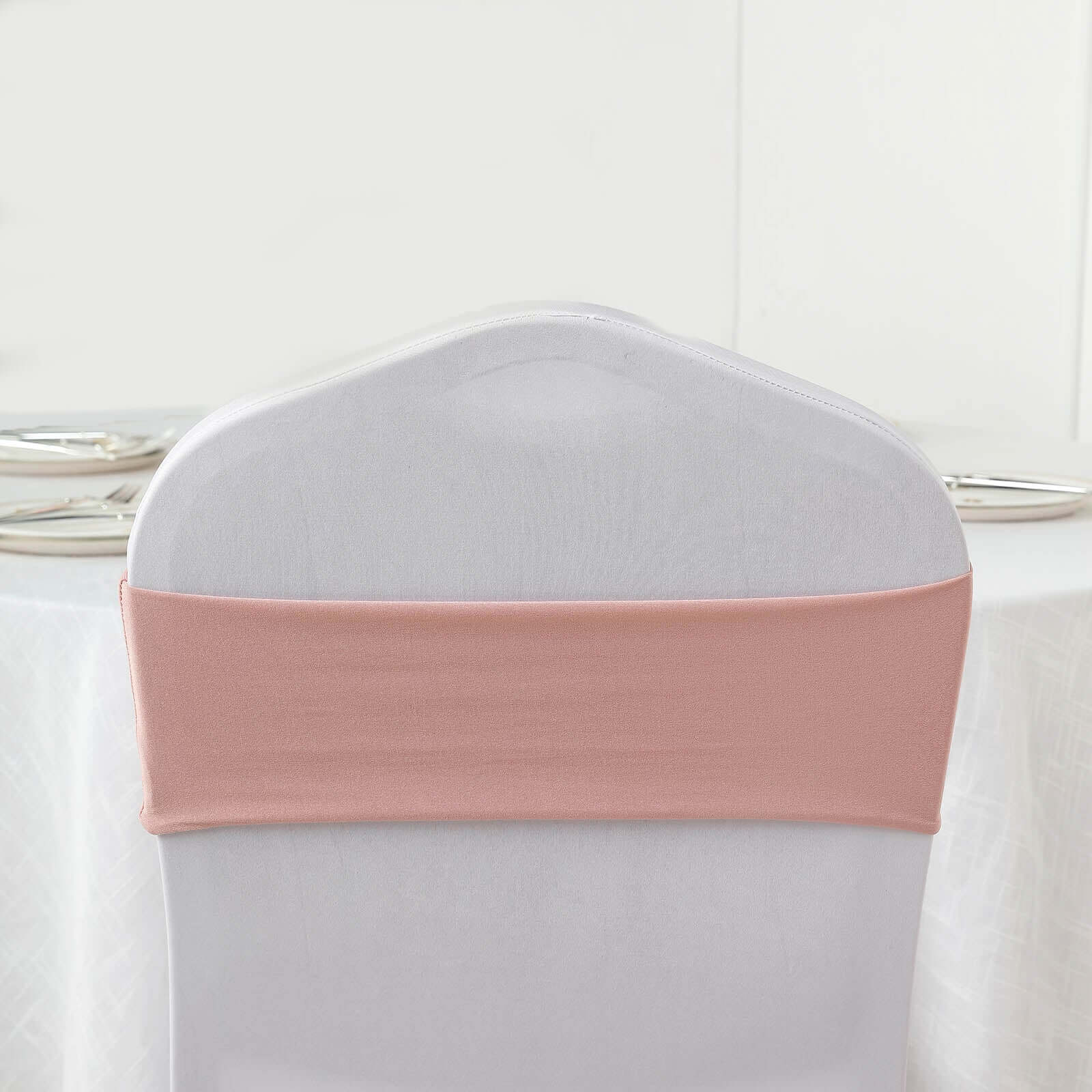 5 Pack Stretch Spandex Chair Sashes 5"x12" Dusty Rose - Two Ply Heavy Duty Fitted Chair Bands - Image 6
