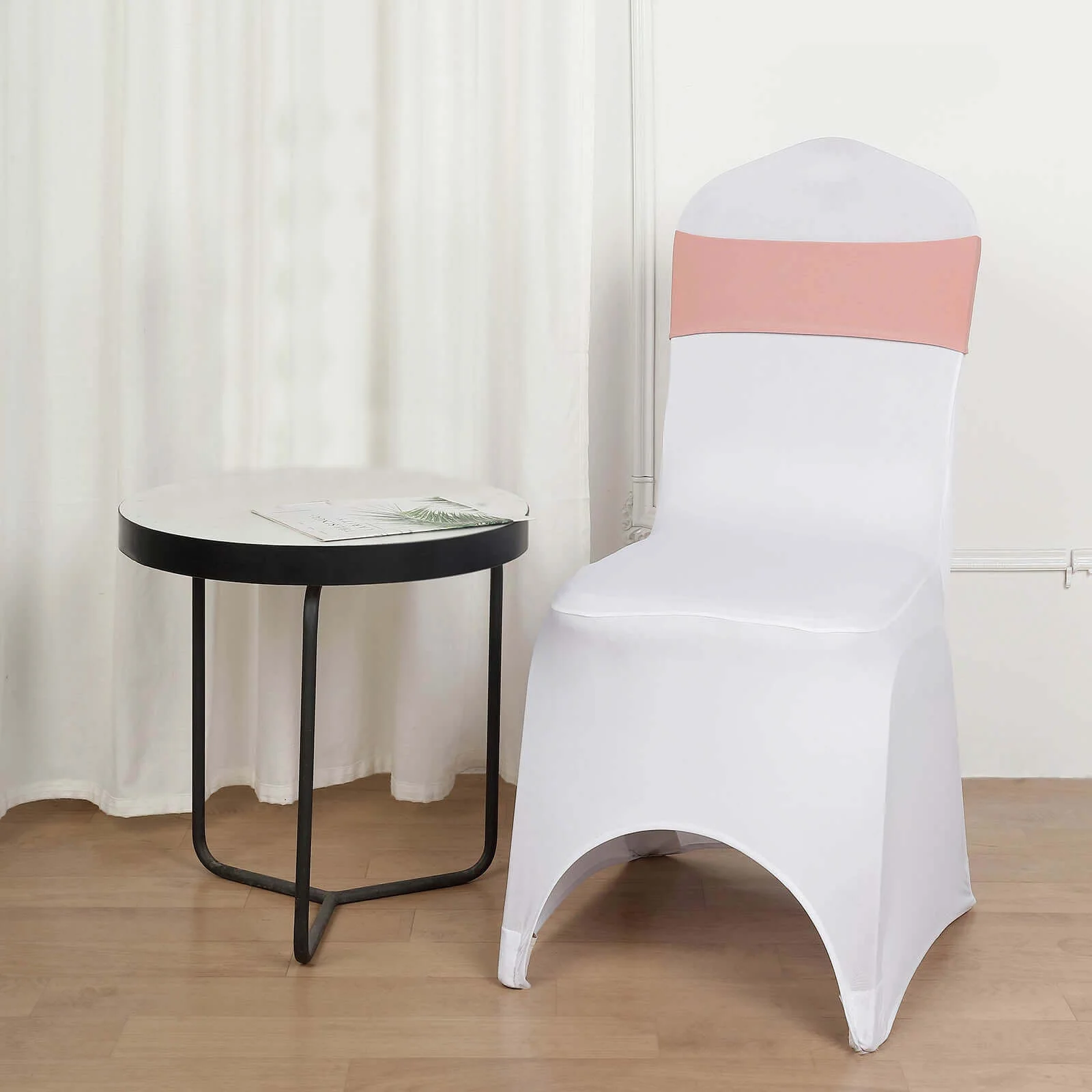 5 Pack Stretch Spandex Chair Sashes 5"x12" Dusty Rose - Two Ply Heavy Duty Fitted Chair Bands - Image 8
