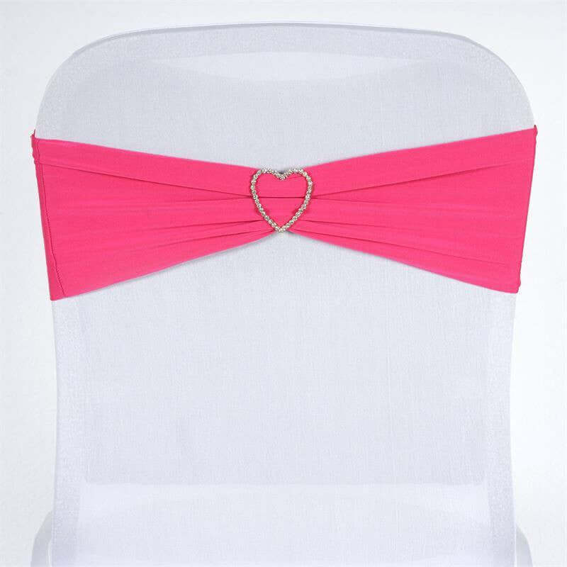 5 Pack Stretch Spandex Chair Sashes 5"x12" Fuchsia - Two Ply Heavy Duty Fitted Chair Bands