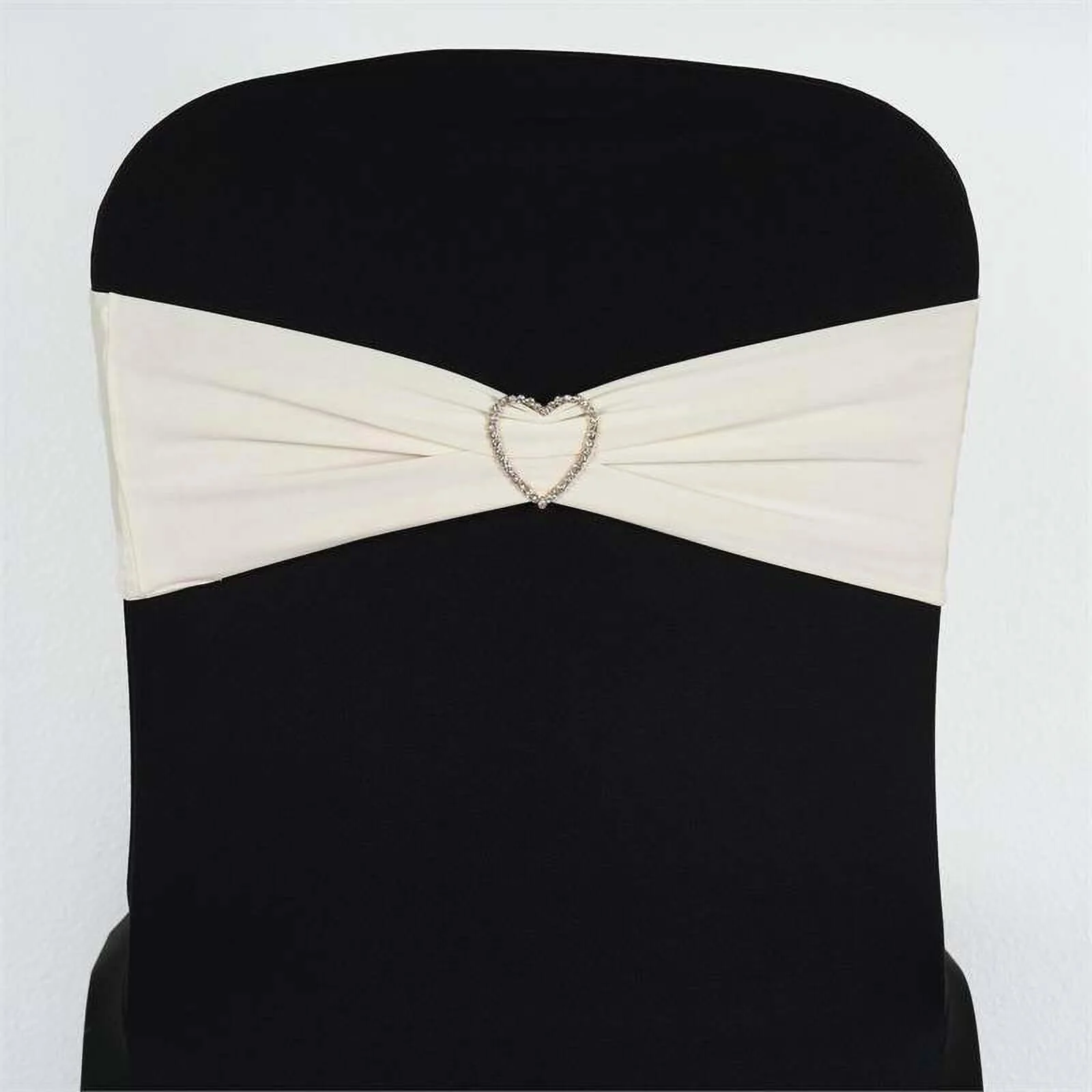 5 Pack Stretch Spandex Chair Sashes 5"x12" Ivory - Two Ply Heavy Duty Fitted Chair Bands