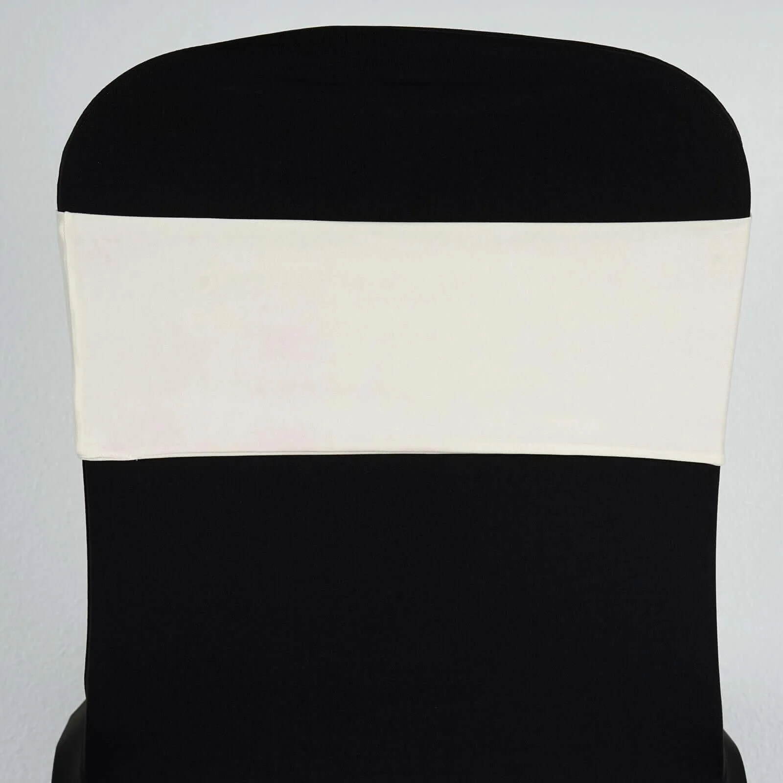5 Pack Stretch Spandex Chair Sashes 5"x12" Ivory - Two Ply Heavy Duty Fitted Chair Bands - Image 2