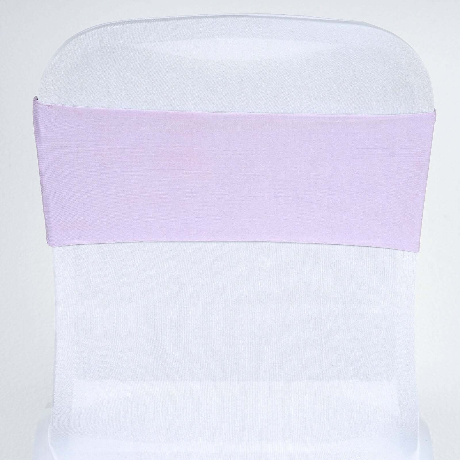5 Pack Stretch Spandex Chair Sashes 5"x12" Lavender Lilac - Two Ply Heavy Duty Fitted Chair Bands - Image 2