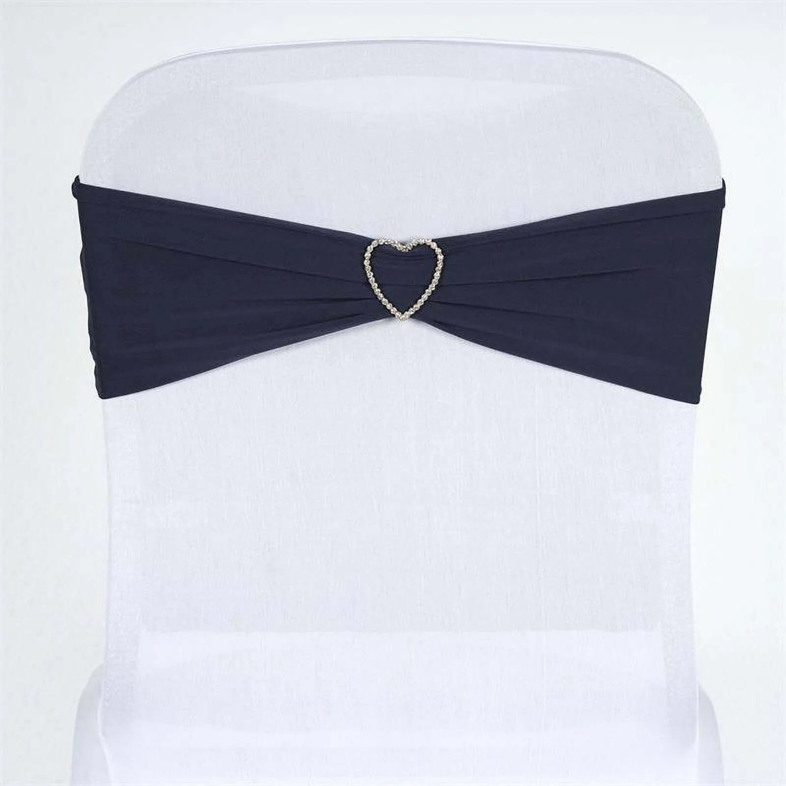 5 Pack Stretch Spandex Chair Sashes 5"x12" Navy Blue - Two Ply Heavy Duty Fitted Chair Bands