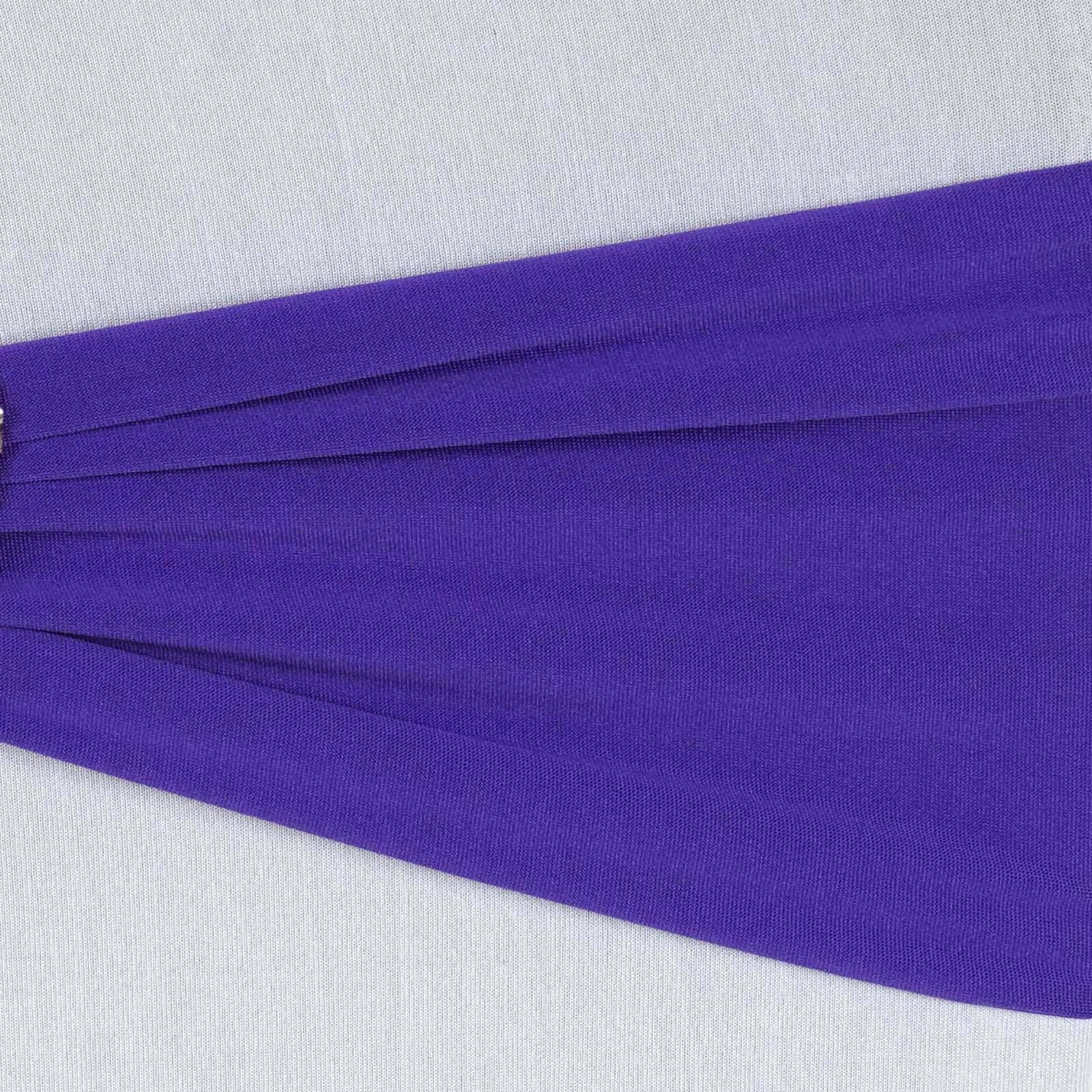 5 Pack Stretch Spandex Chair Sashes 5"x12" Purple - Two Ply Heavy Duty Fitted Chair Bands - Image 6