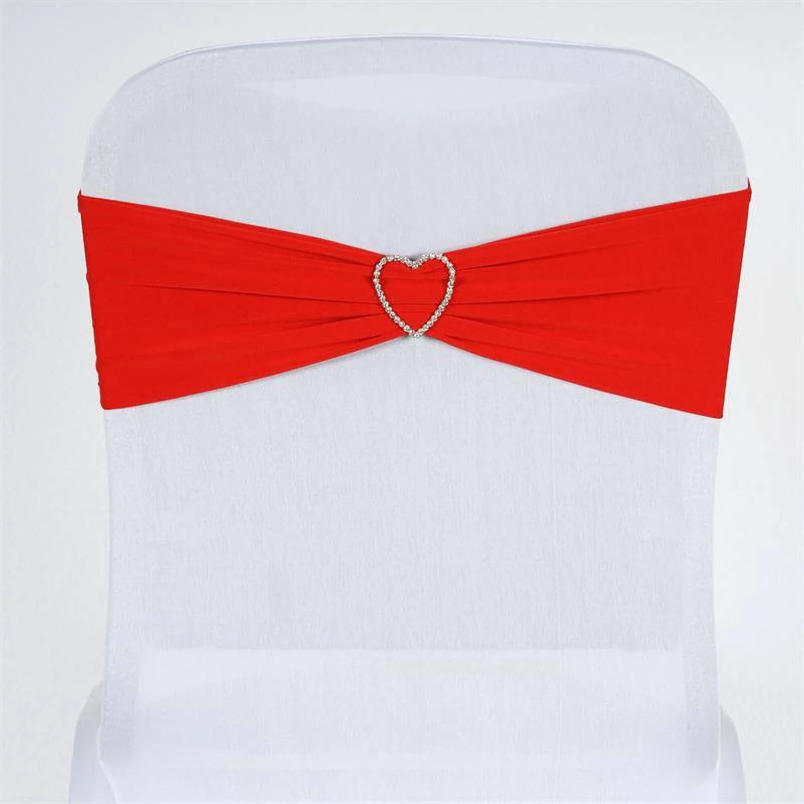 5 Pack Stretch Spandex Chair Sashes 5"x12" Red - Two Ply Heavy Duty Fitted Chair Bands