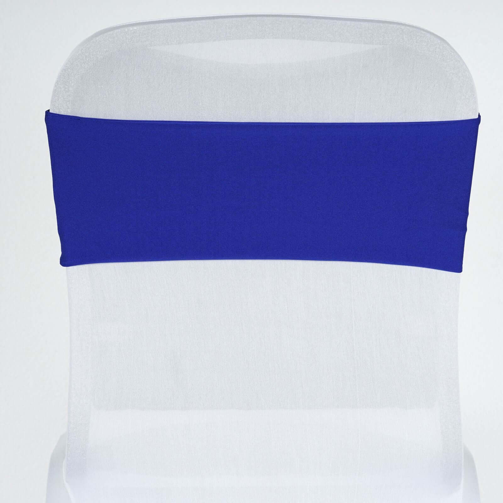 5 Pack Stretch Spandex Chair Sashes 5"x12" Royal Blue - Two Ply Heavy Duty Fitted Chair Bands - Image 2