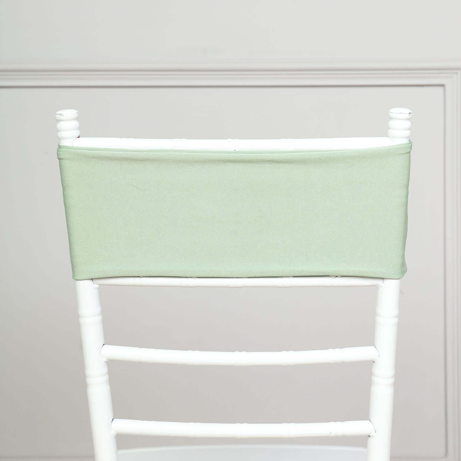5 Pack Stretch Spandex Chair Sashes 5"x12" Sage Green - Two Ply Heavy Duty Fitted Chair Bands - Image 10