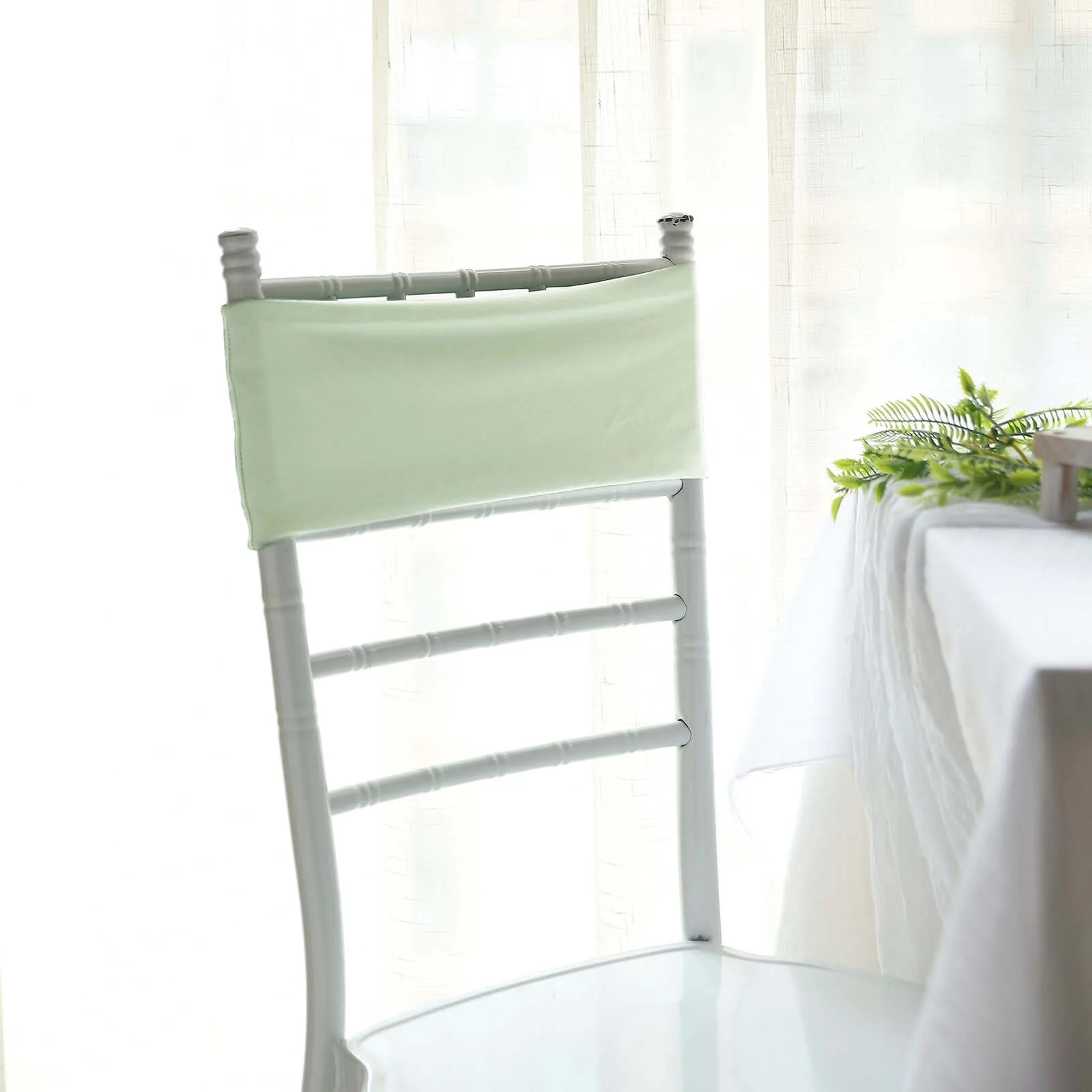 5 Pack Stretch Spandex Chair Sashes 5"x12" Sage Green - Two Ply Heavy Duty Fitted Chair Bands - Image 2