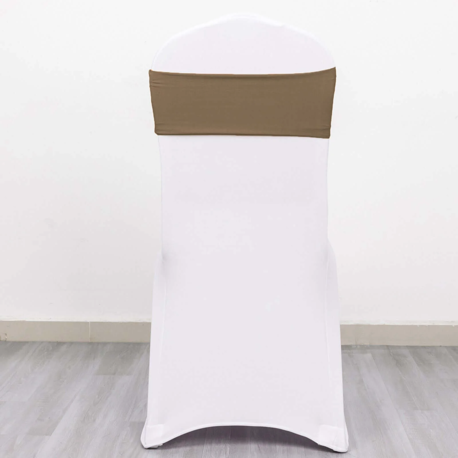 5 Pack Stretch Spandex Chair Sashes 5"x12" Taupe - Two Ply Heavy Duty Fitted Chair Bands