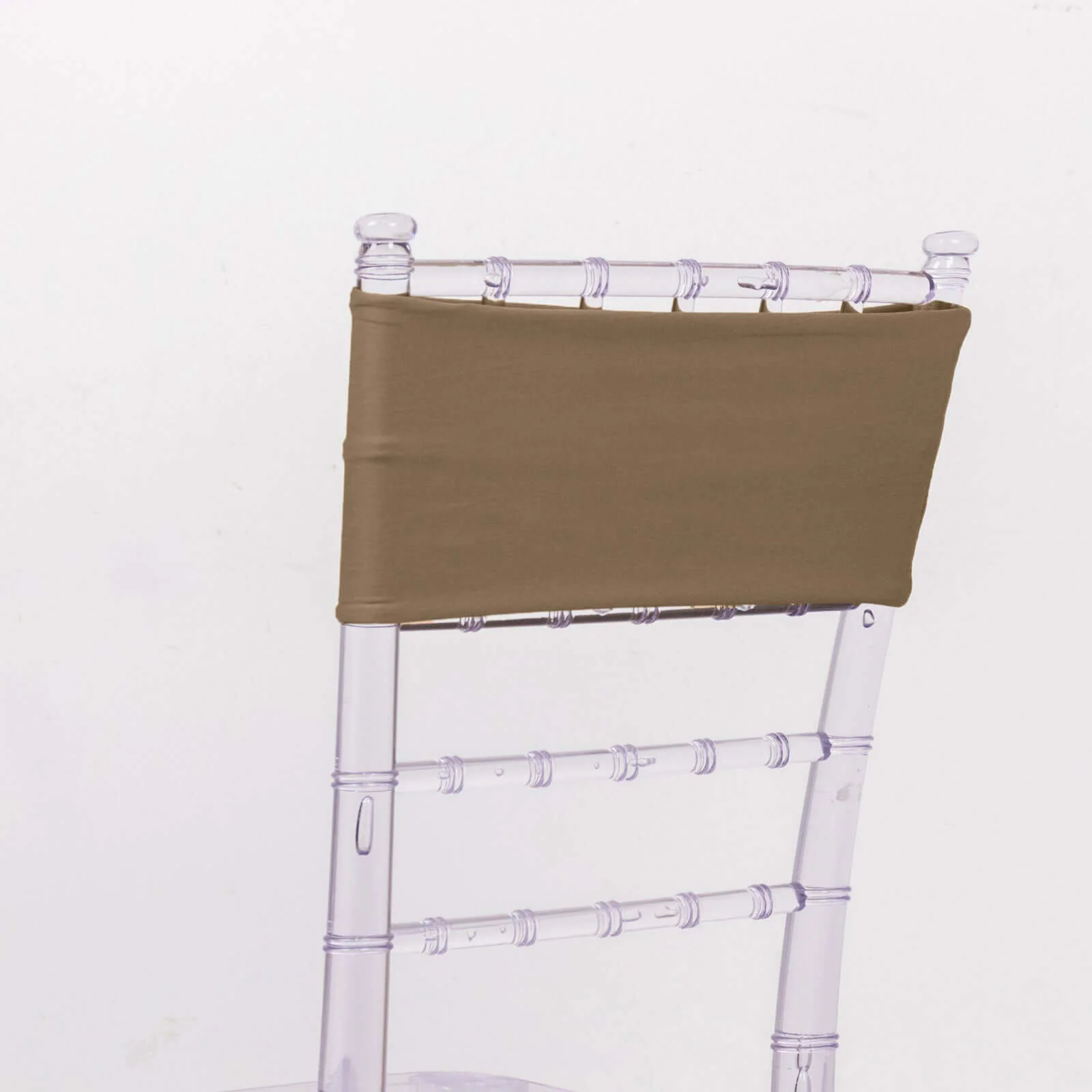 5 Pack Stretch Spandex Chair Sashes 5"x12" Taupe - Two Ply Heavy Duty Fitted Chair Bands - Image 10