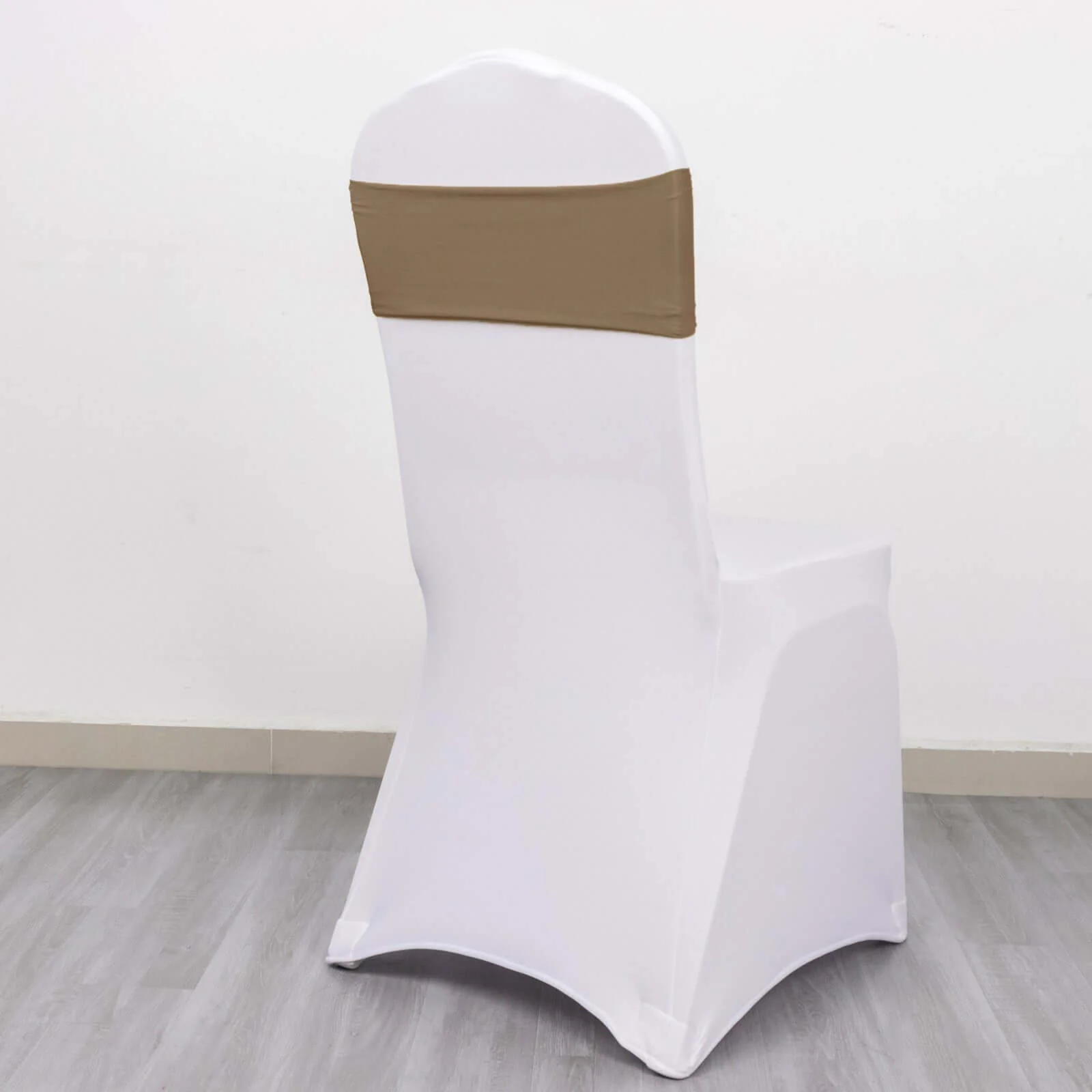 5 Pack Stretch Spandex Chair Sashes 5"x12" Taupe - Two Ply Heavy Duty Fitted Chair Bands - Image 11