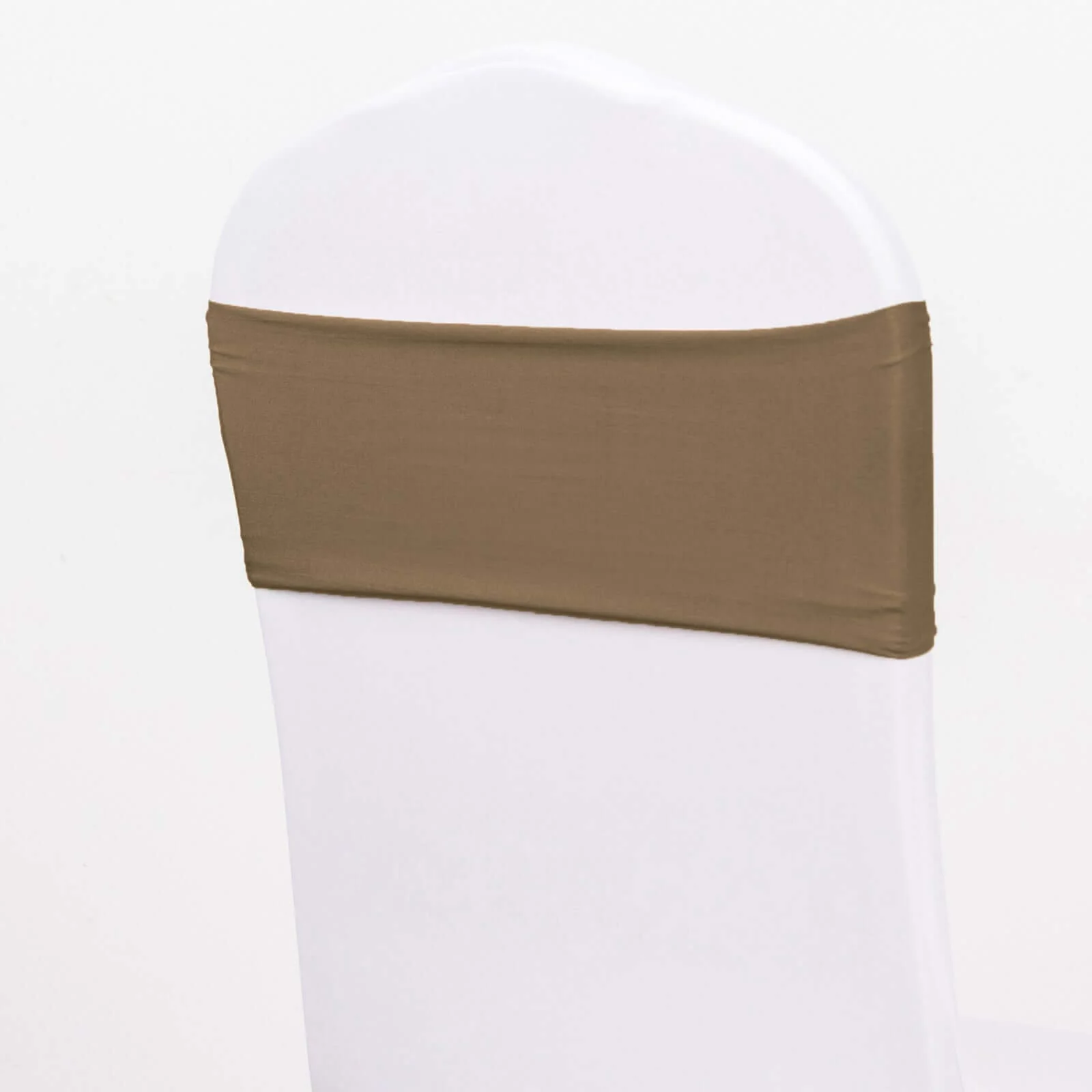 5 Pack Stretch Spandex Chair Sashes 5"x12" Taupe - Two Ply Heavy Duty Fitted Chair Bands - Image 6