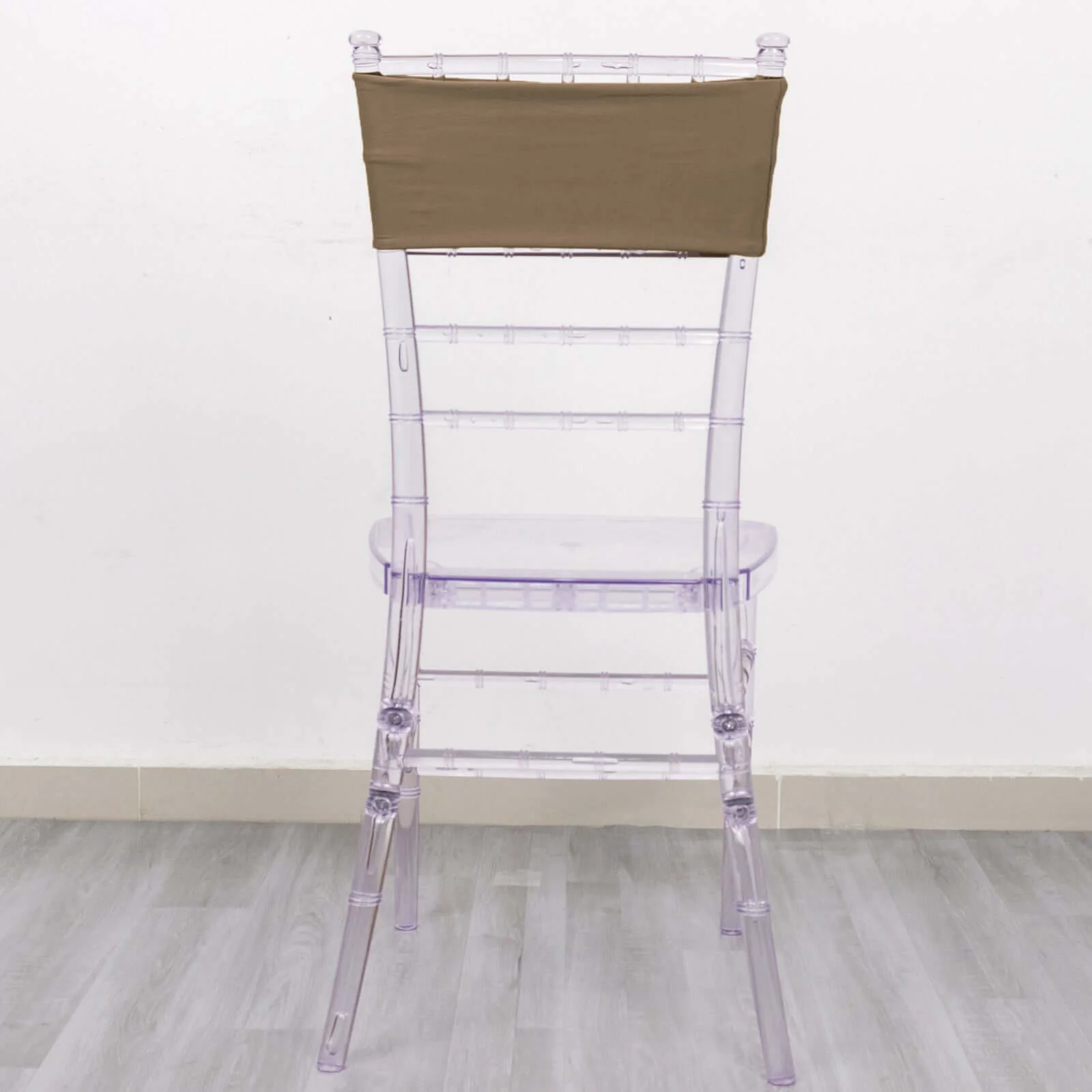 5 Pack Stretch Spandex Chair Sashes 5"x12" Taupe - Two Ply Heavy Duty Fitted Chair Bands - Image 8