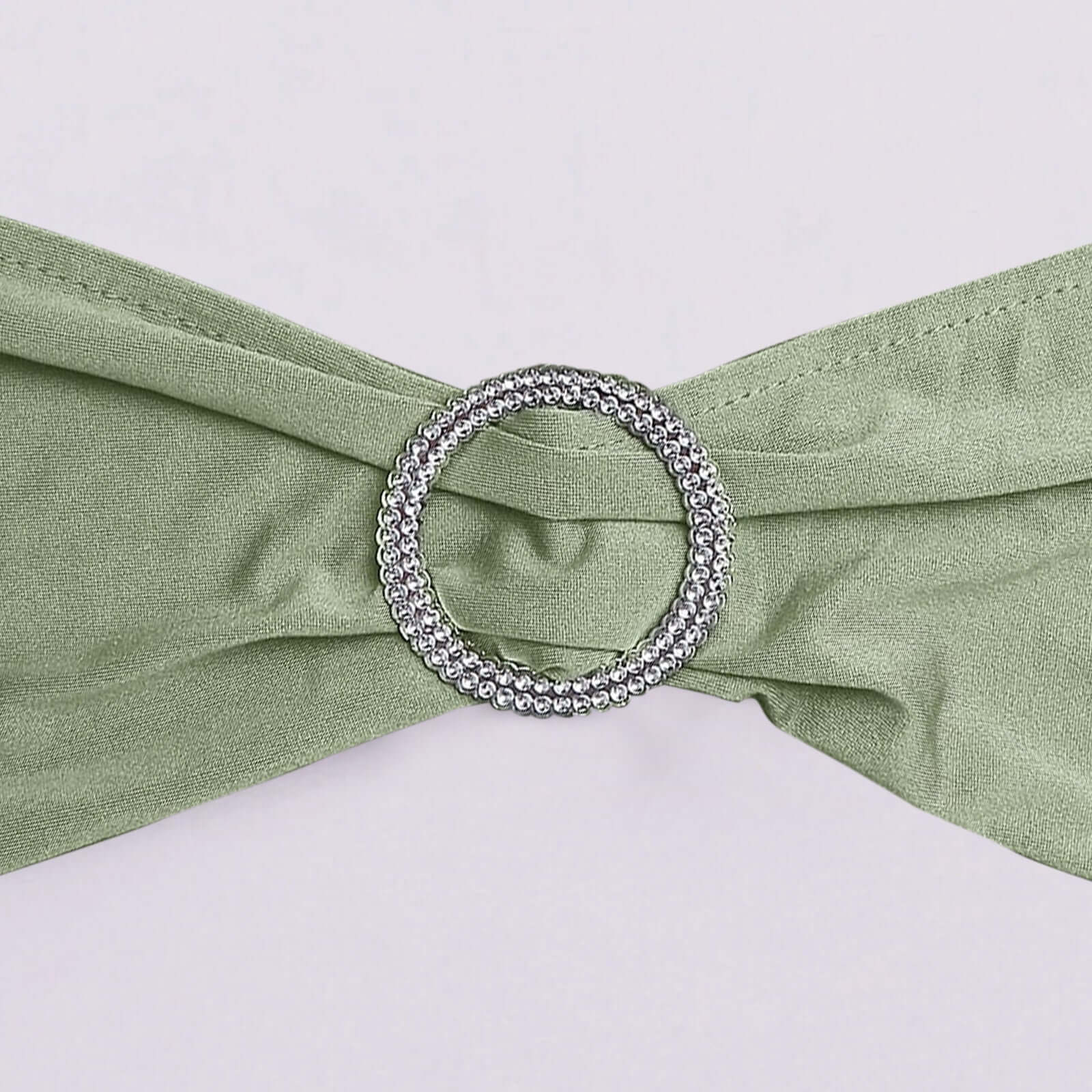 5 Pack Stretch Spandex Chair Sashes 5"x14" Dusty Sage Green with Silver Diamond Ring Slide Buckle - Durable Fitted Chair Bands - Image 13