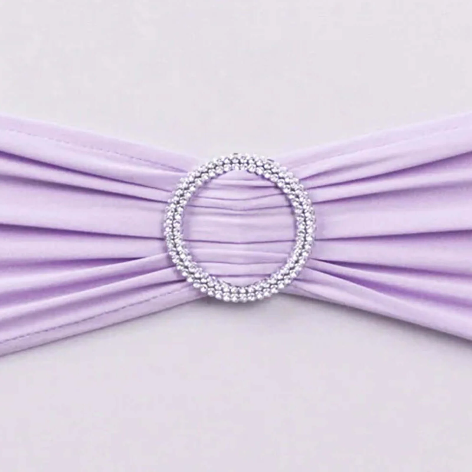5 Pack Stretch Spandex Chair Sashes 5"x14" Lavender Lilac with Silver Diamond Ring Slide Buckle - Durable Fitted Chair Bands - Image 16