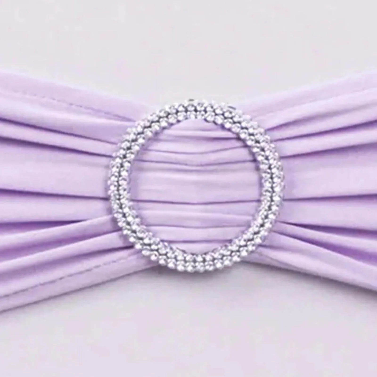 5 Pack Stretch Spandex Chair Sashes 5"x14" Lavender Lilac with Silver Diamond Ring Slide Buckle - Durable Fitted Chair Bands - Image 17