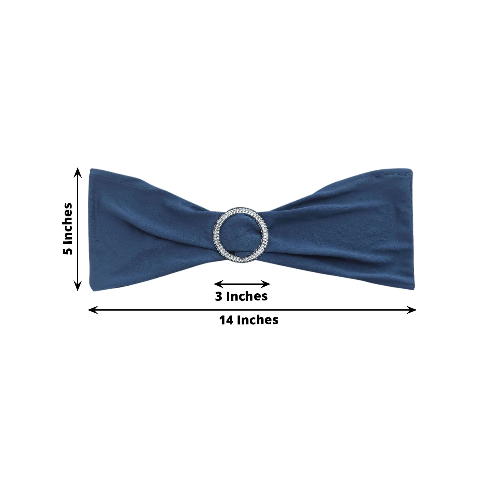 5 Pack Stretch Spandex Chair Sashes 5"x14" Navy Blue with Silver Diamond Ring Slide Buckle - Durable Fitted Chair Bands - Image 14