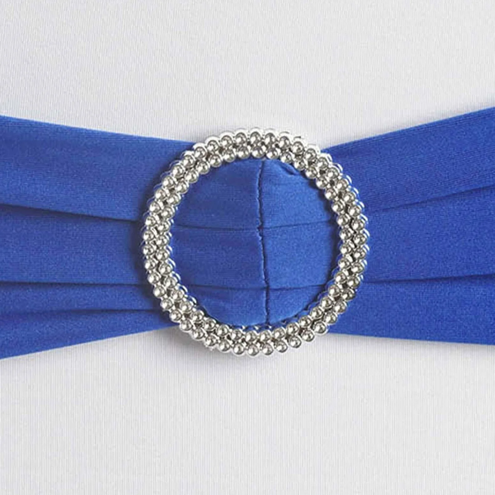 5 Pack Stretch Spandex Chair Sashes 5"x14" Royal Blue with Silver Diamond Ring Slide Buckle - Durable Fitted Chair Bands - Image 14