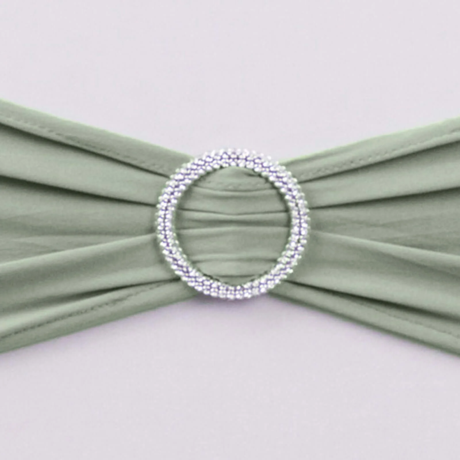 5 Pack Stretch Spandex Chair Sashes 5"x14" Sage Green with Silver Diamond Ring Slide Buckle - Durable Fitted Chair Bands - Image 14