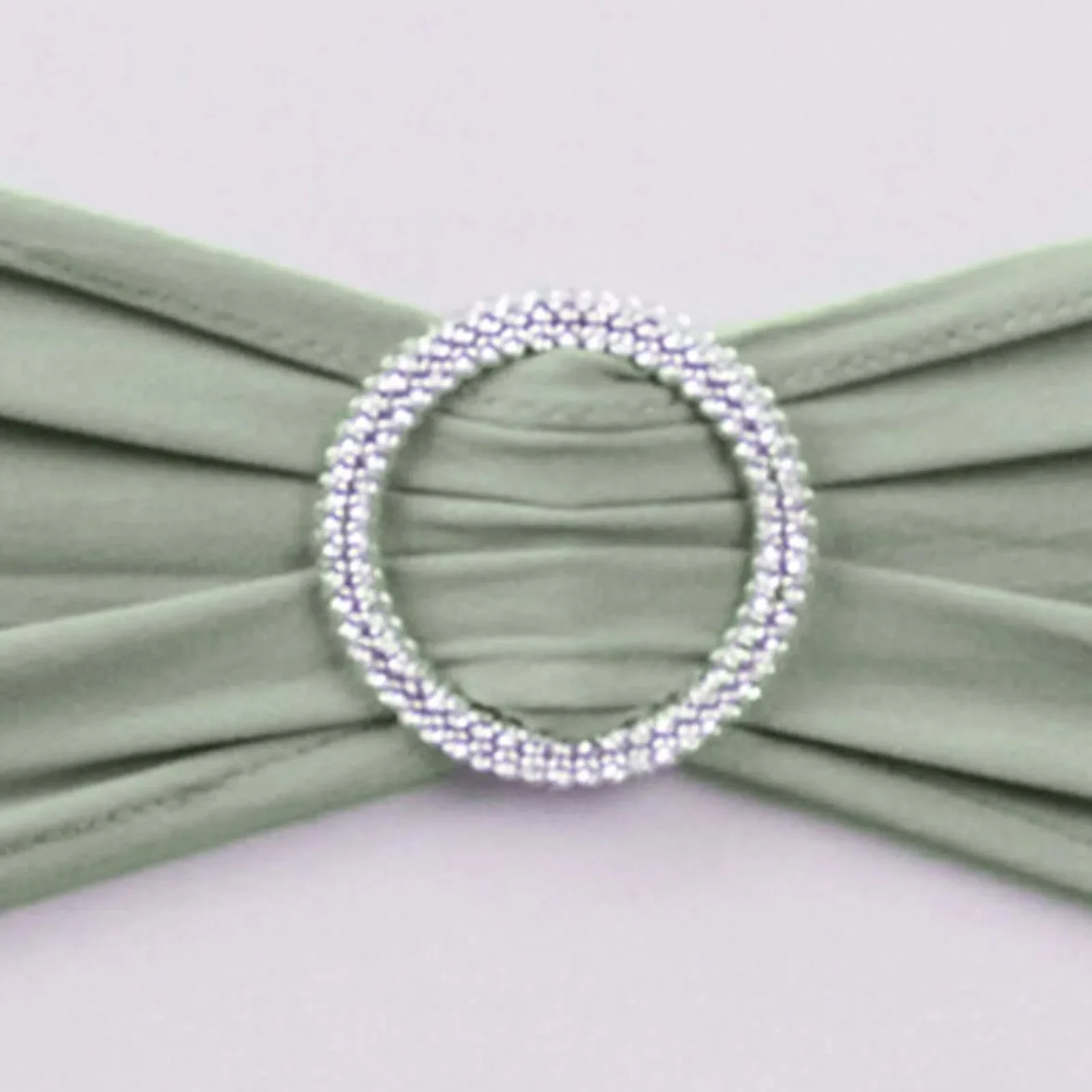 5 Pack Stretch Spandex Chair Sashes 5"x14" Sage Green with Silver Diamond Ring Slide Buckle - Durable Fitted Chair Bands - Image 15
