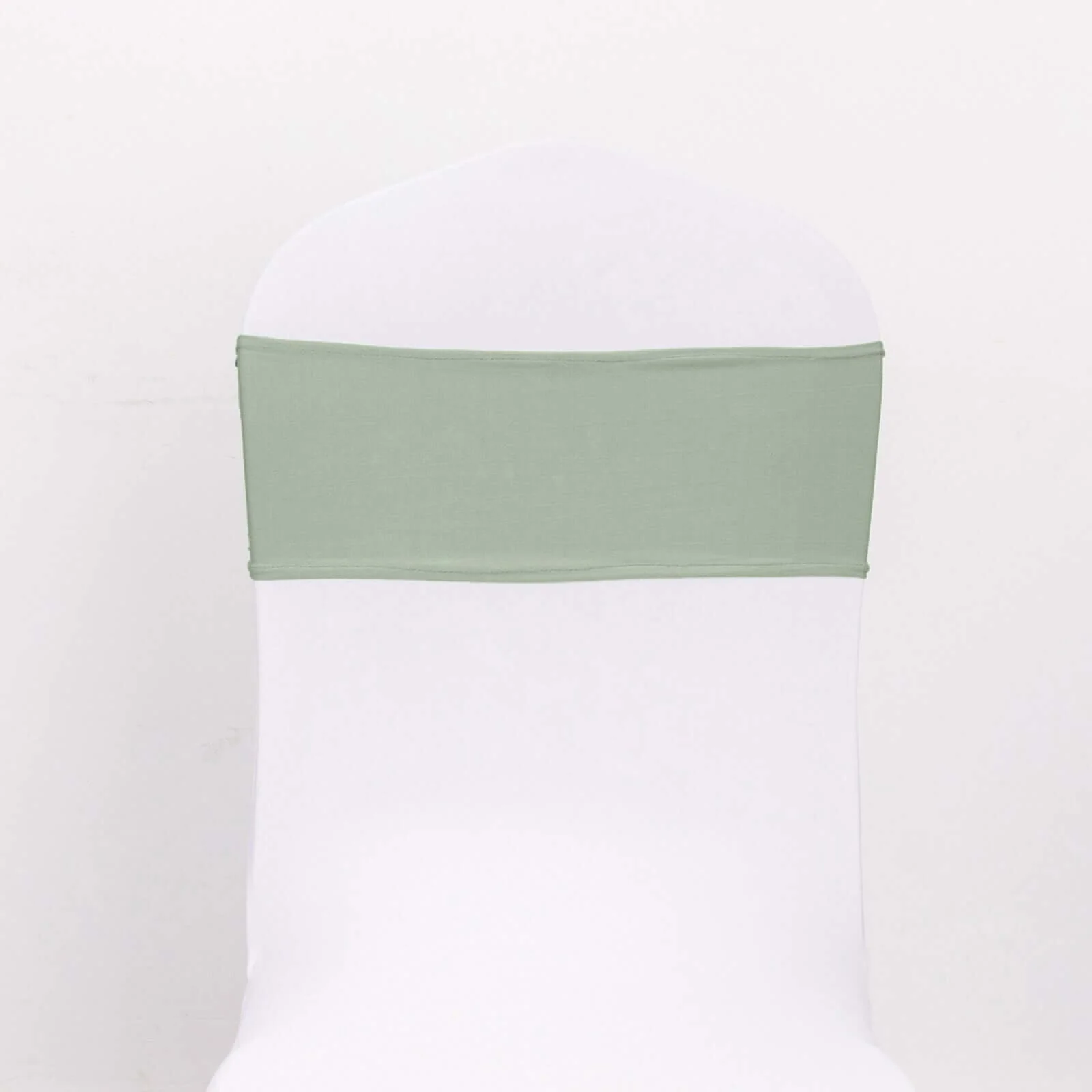 5 Pack Stretch Spandex Chair Sashes 5"x14" Sage Green with Silver Diamond Ring Slide Buckle - Durable Fitted Chair Bands - Image 6