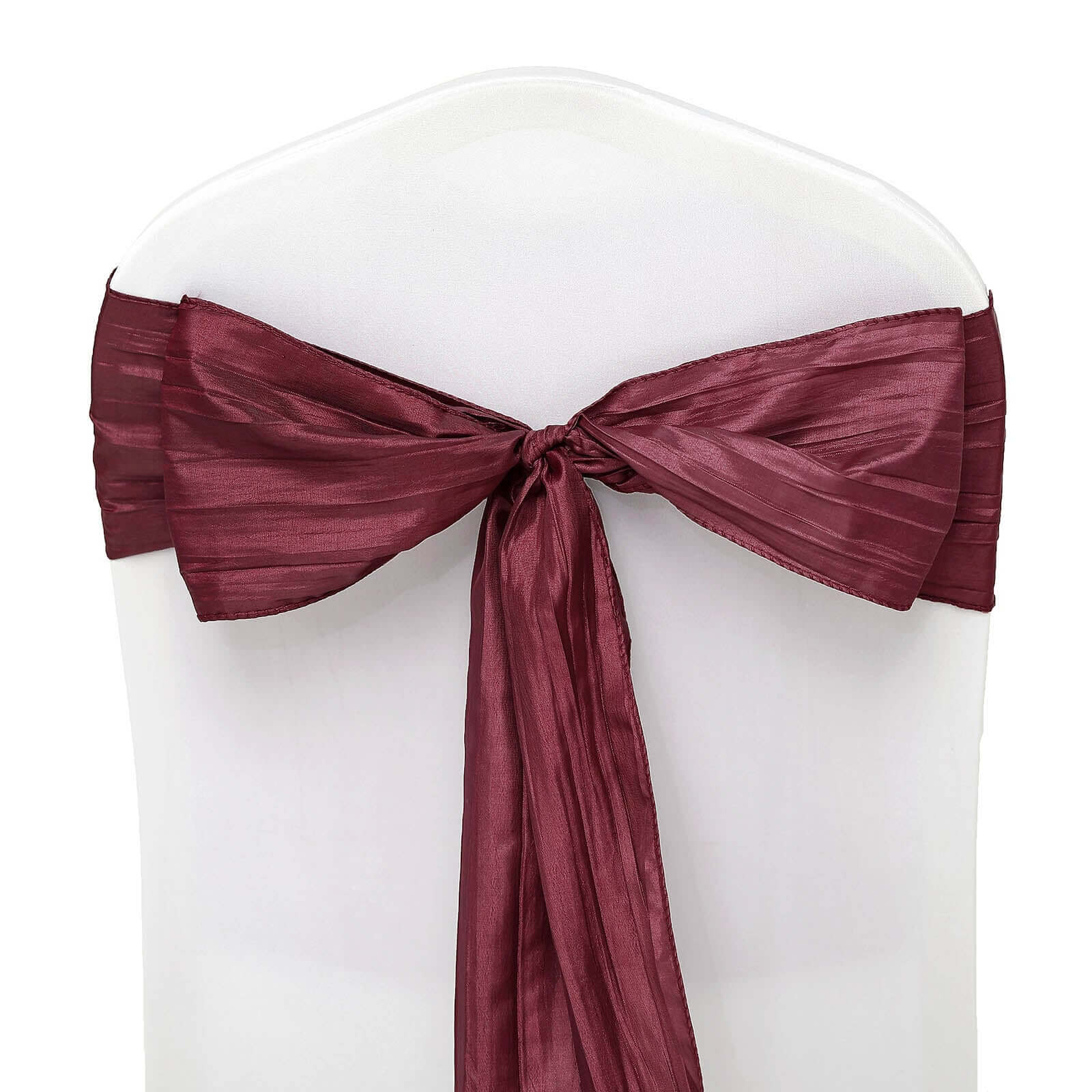 5 Pack Taffeta Chair Sashes 6"x106" Burgundy Accordion Crinkle - Sophisticated Decorative Design - Image 7