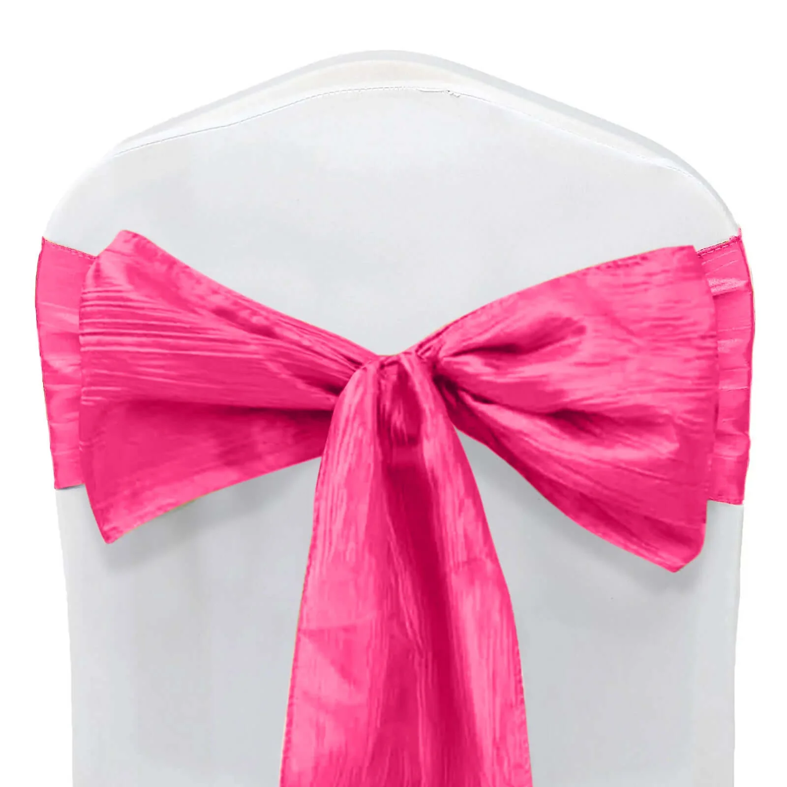5 Pack Taffeta Chair Sashes 6"x106" Fuchsia Accordion Crinkle - Sophisticated Decorative Design - Image 6