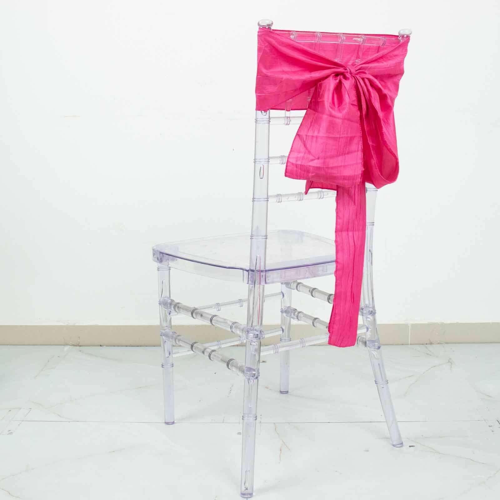 5 Pack Taffeta Chair Sashes 6"x106" Fuchsia Accordion Crinkle - Sophisticated Decorative Design - Image 9