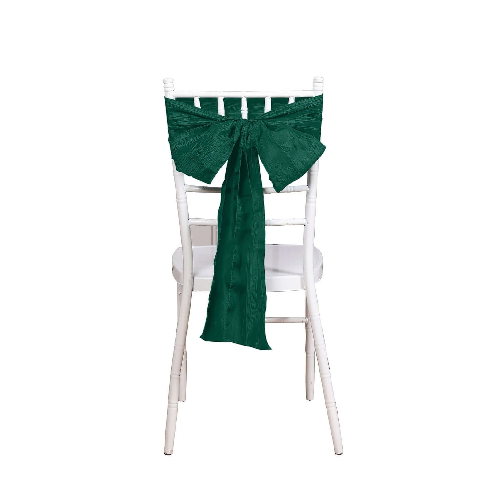 5 Pack Taffeta Chair Sashes 6"x106" Hunter Emerald Green Accordion Crinkle - Sophisticated Decorative Design - Image 6