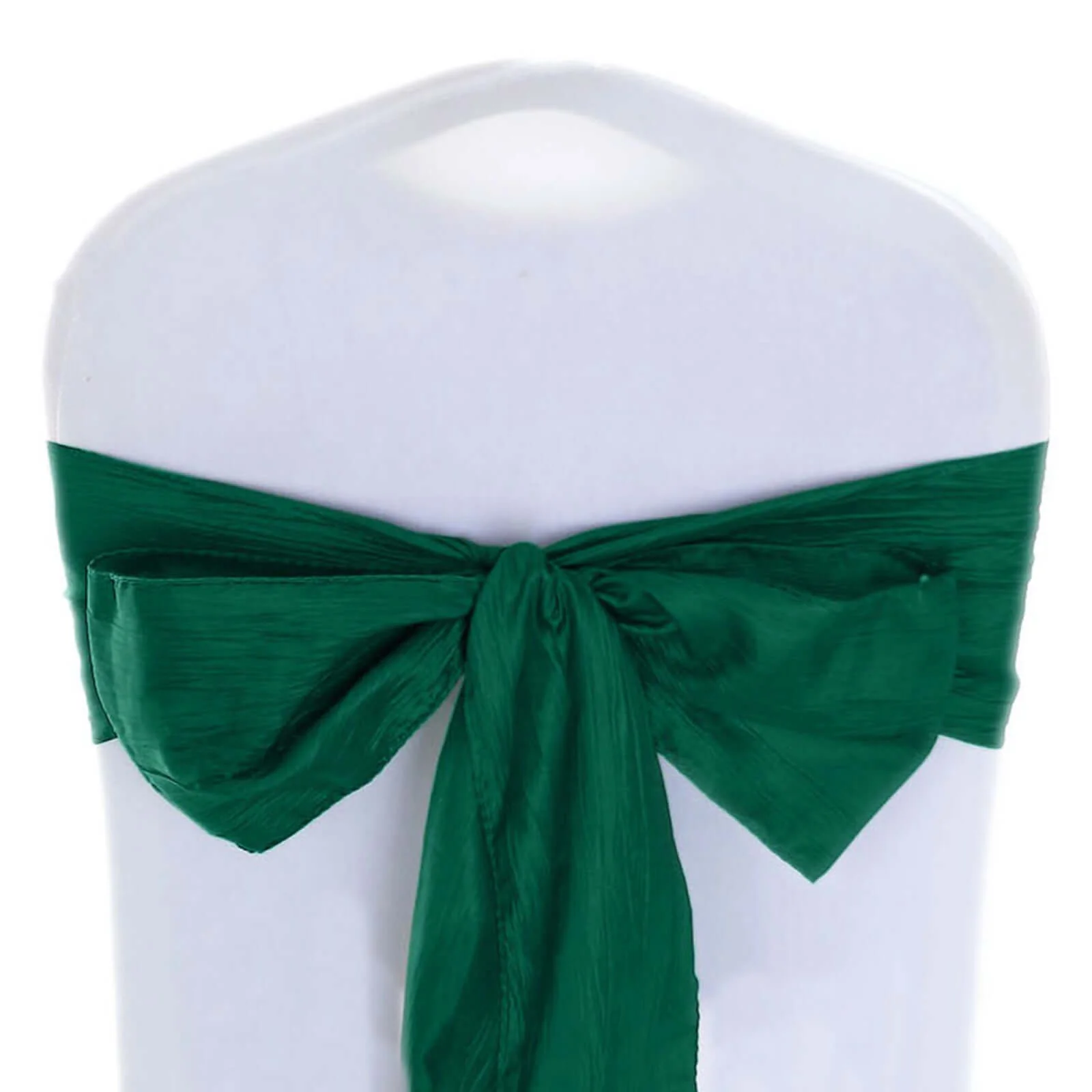 5 Pack Taffeta Chair Sashes 6"x106" Hunter Emerald Green Accordion Crinkle - Sophisticated Decorative Design - Image 7