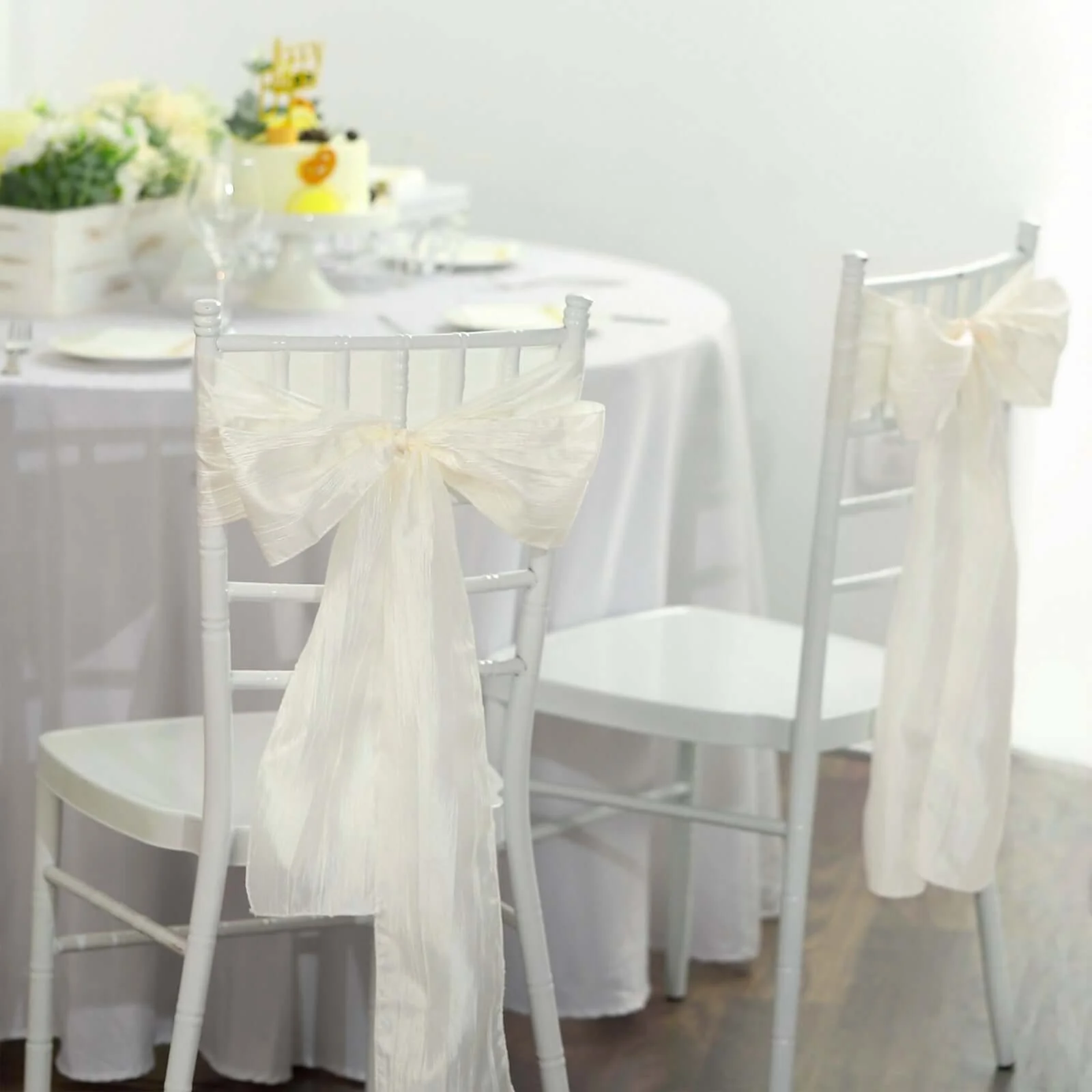 5 Pack Taffeta Chair Sashes 6"x106" Ivory Accordion Crinkle - Sophisticated Decorative Design - Image 9