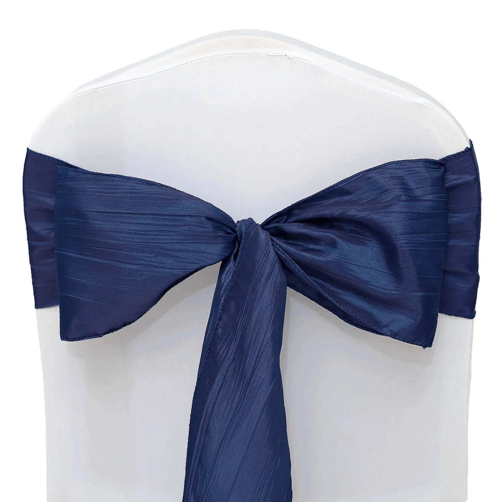 5 Pack Taffeta Chair Sashes 6"x106" Navy Blue Accordion Crinkle - Sophisticated Decorative Design - Image 6