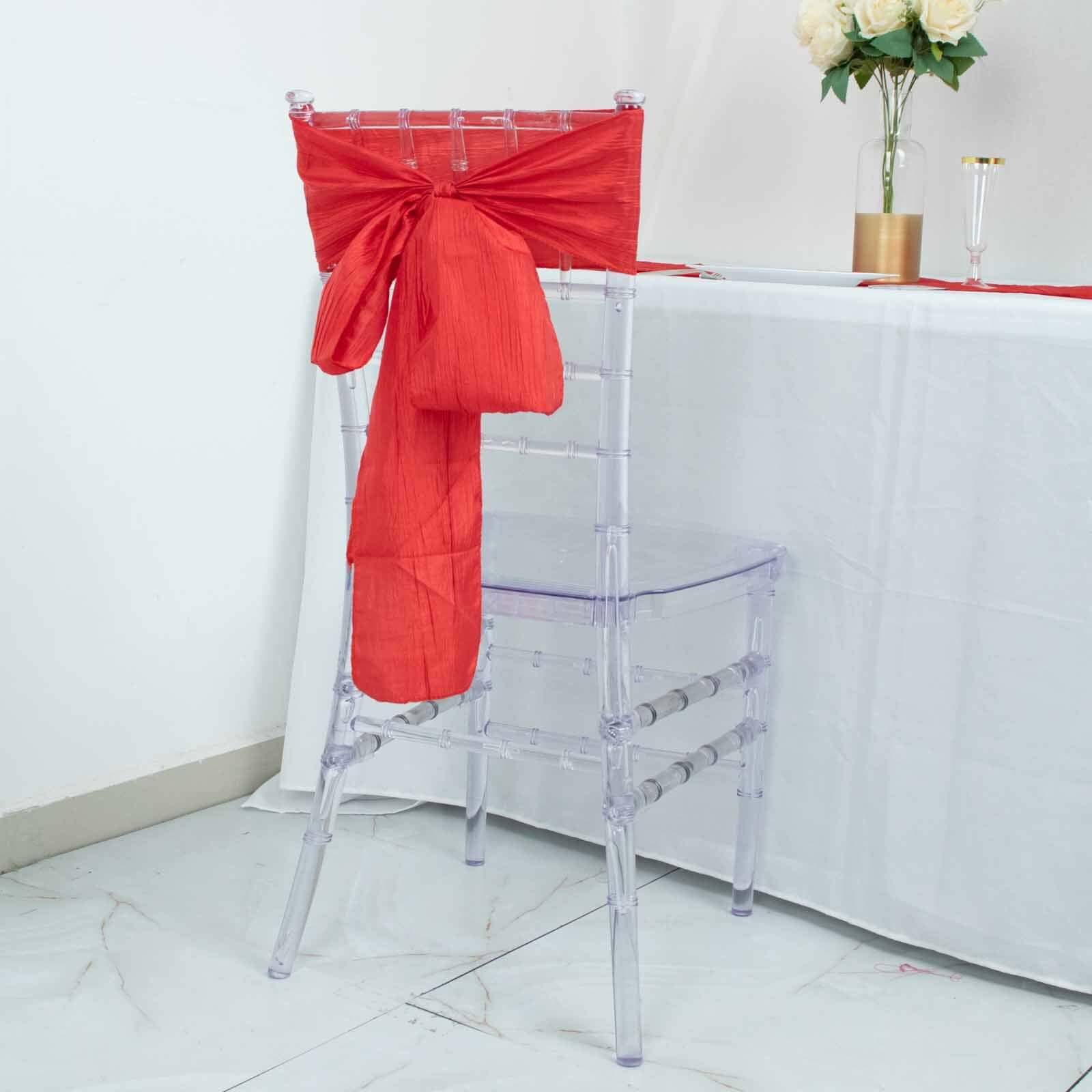 5 Pack Taffeta Chair Sashes 6"x106" Red Accordion Crinkle - Sophisticated Decorative Design - Image 8