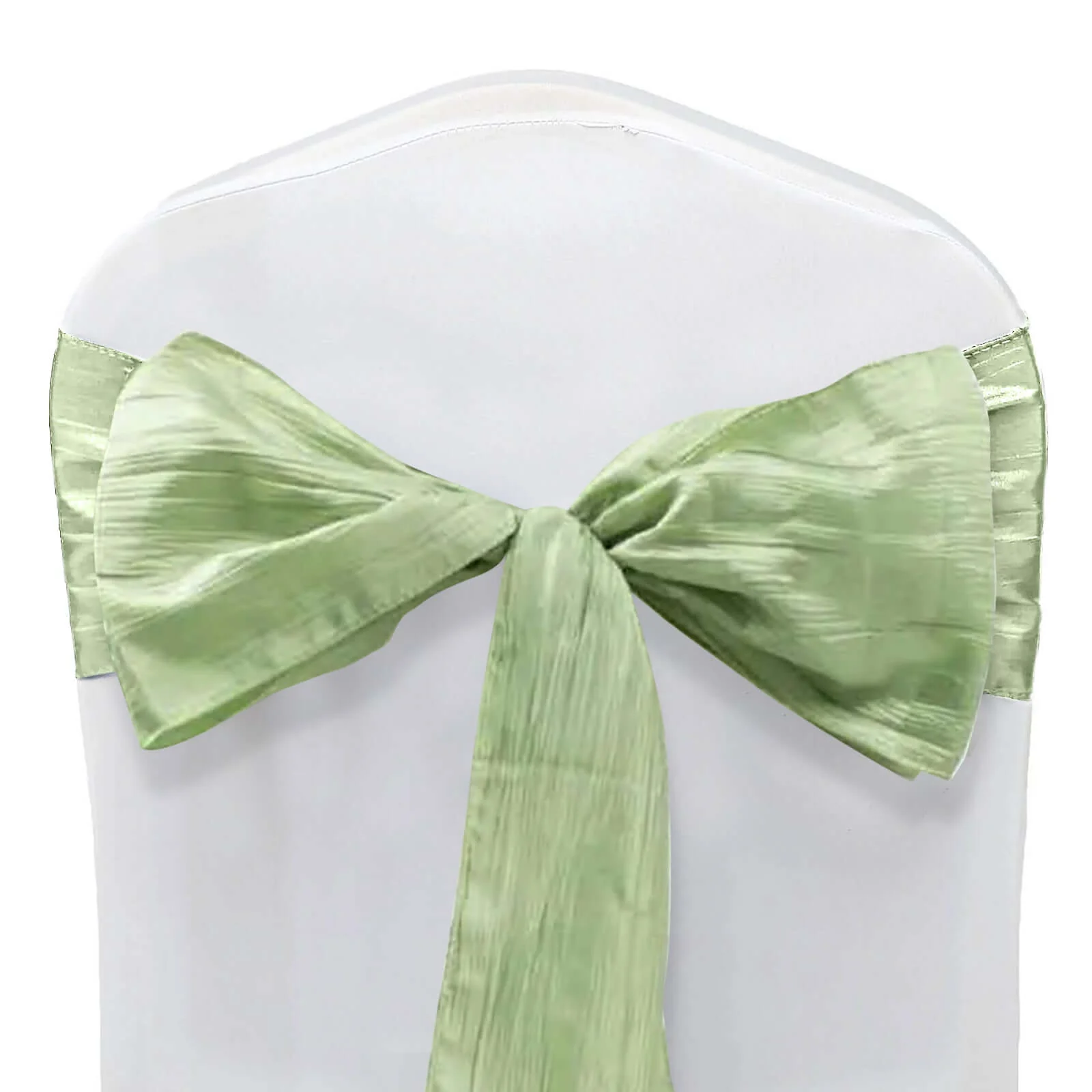 5 Pack Taffeta Chair Sashes 6"x106" Sage Green Accordion Crinkle - Sophisticated Decorative Design - Image 6