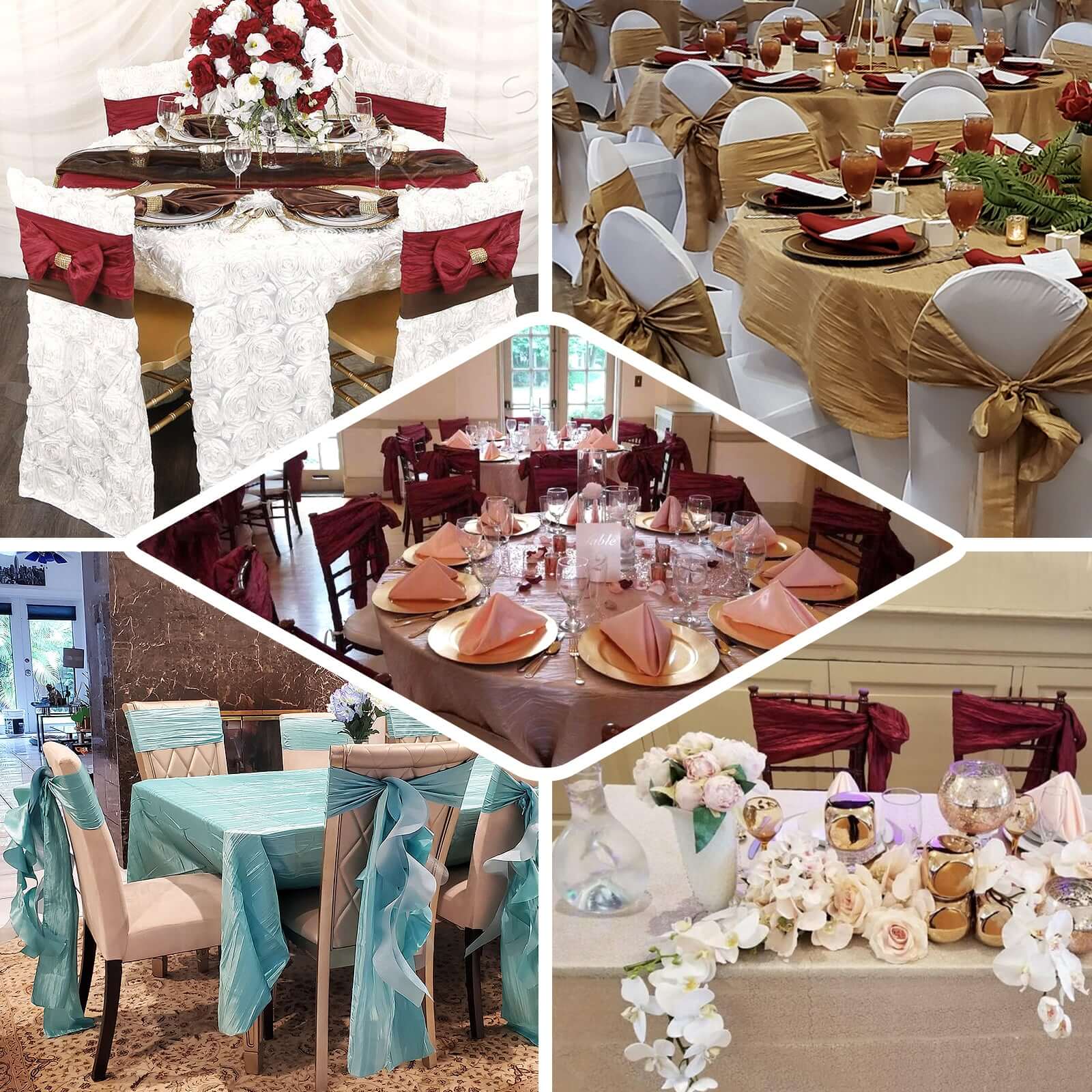 5 Pack Taffeta Chair Sashes 6"x106" Silver Accordion Crinkle - Sophisticated Decorative Design - Image 5