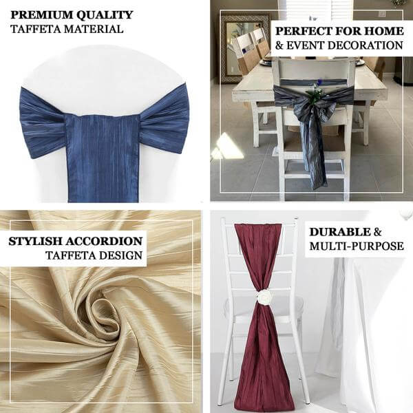 5 Pack Taffeta Chair Sashes 6"x106" Teal Accordion Crinkle - Sophisticated Decorative Design - Image 4