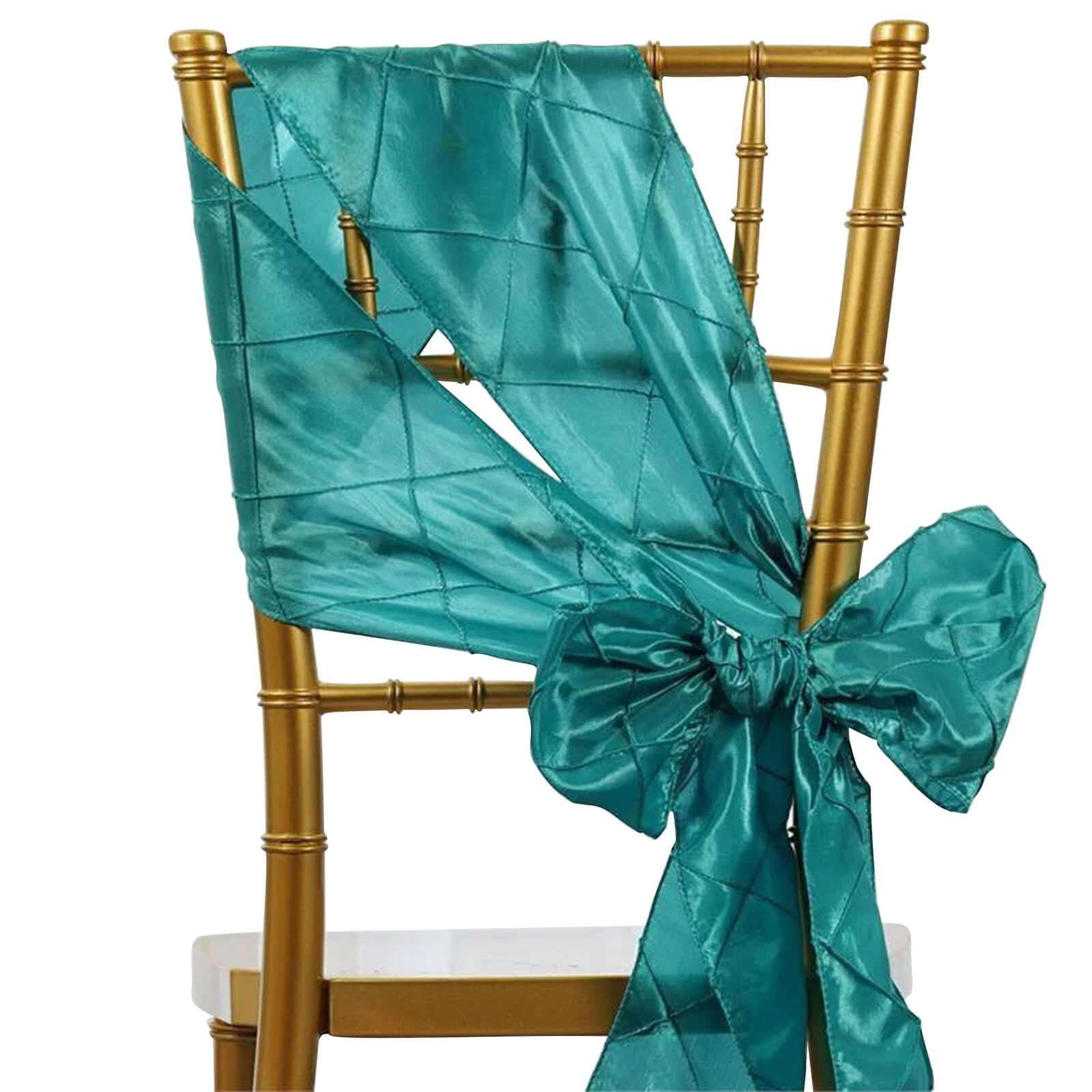 5 Pack Taffeta Chair Sashes 7"x106" Turquoise with Pintuck Pattern - Image 6