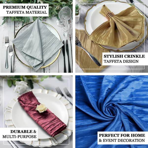 5 Pack Taffeta Napkins 20"x20" Dusty Rose - Accordion Crinkle Cloth Napkins - Image 8