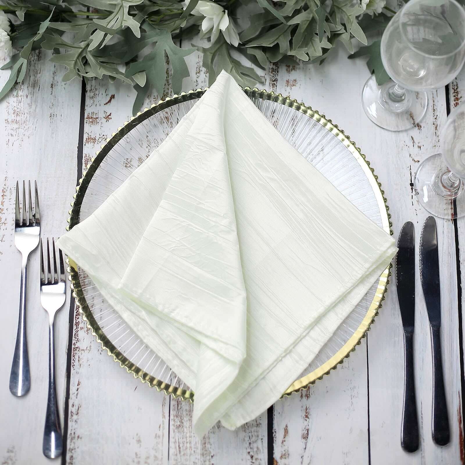 5 Pack Taffeta Napkins 20"x20" Ivory - Accordion Crinkle Cloth Napkins - Image 8