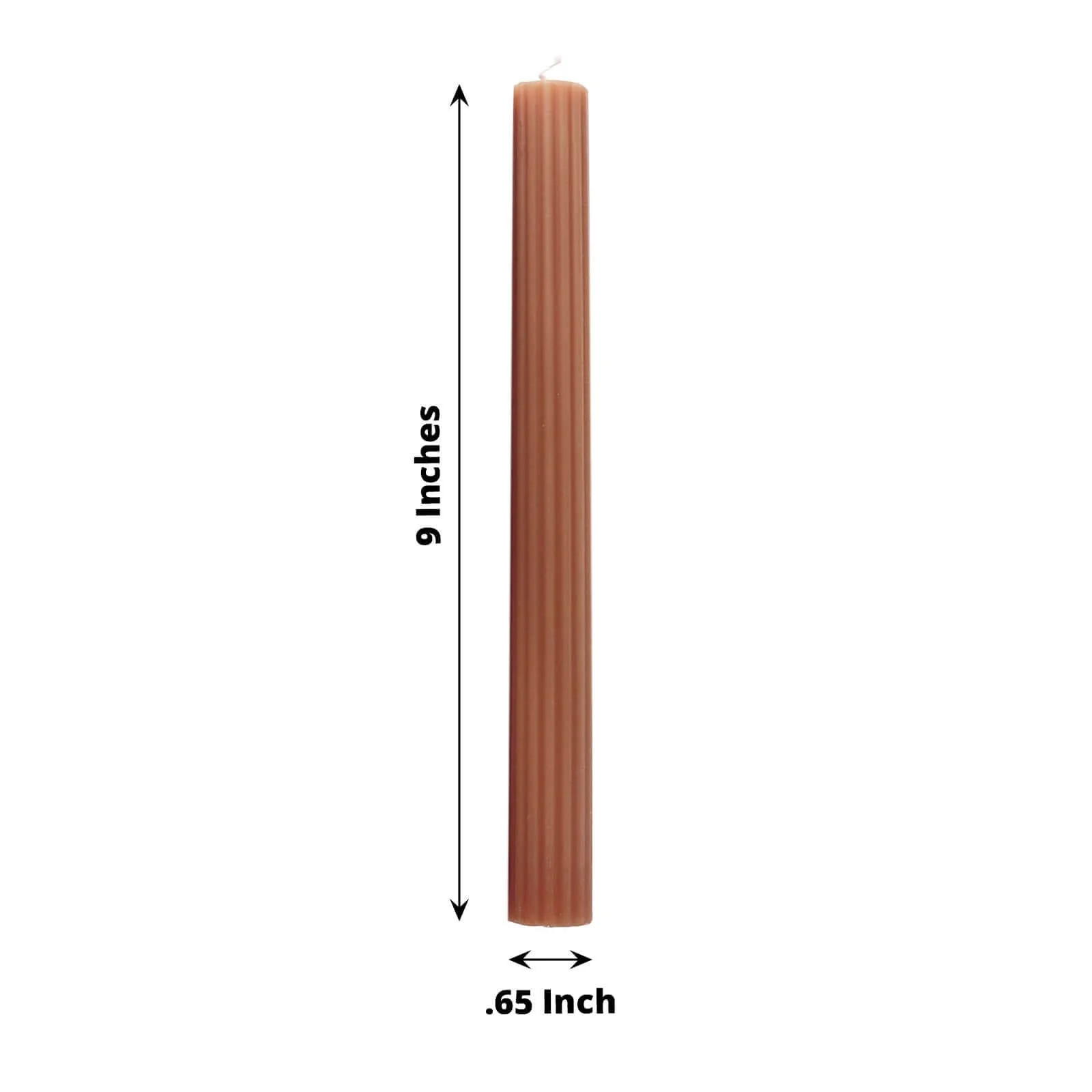 5-Pack Taper Candles 9" Ribbed Wick Ribbon Wax Design Beige - Premium Unscented Dinner Candles - Image 3