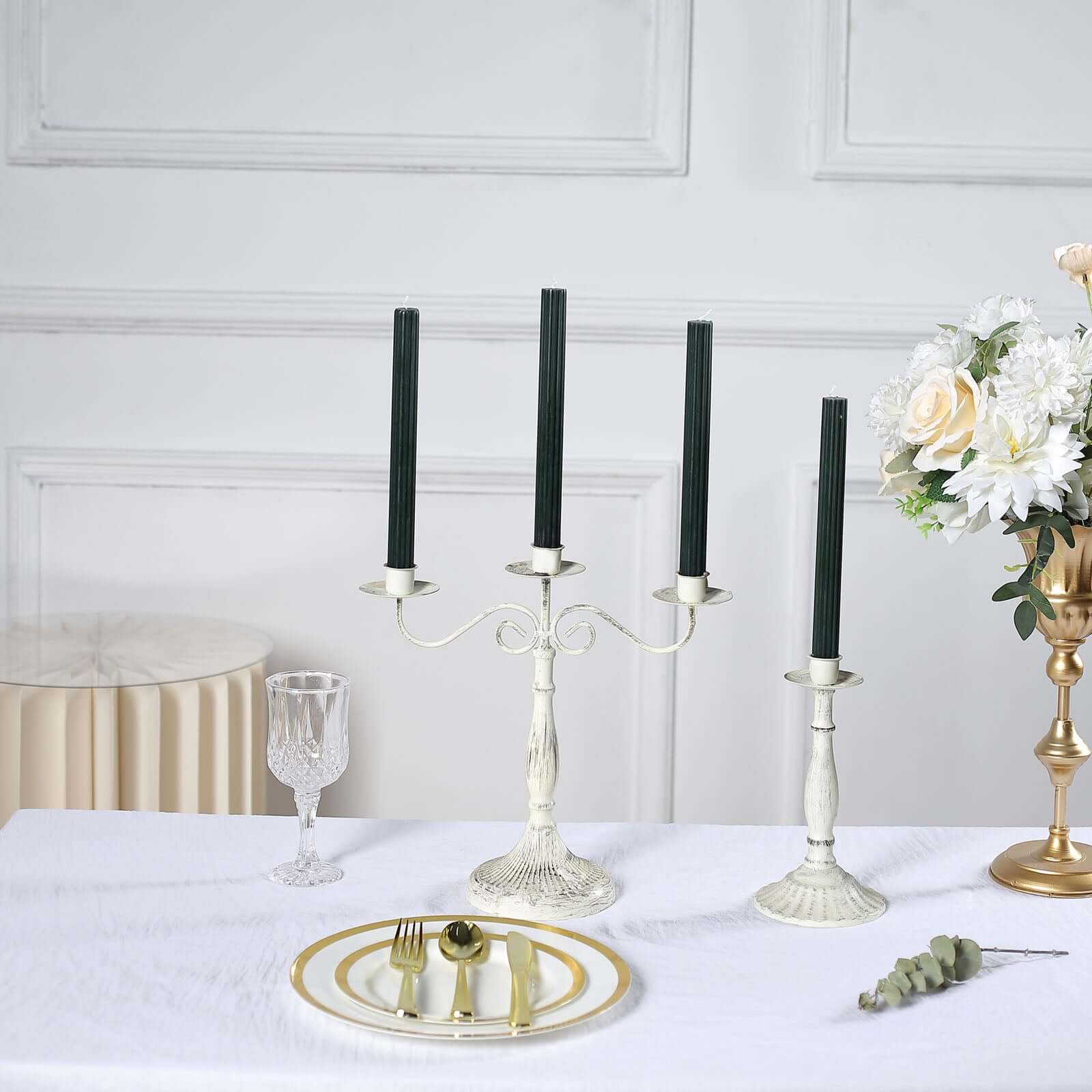5-Pack Taper Candles 9" Ribbed Wick Ribbon Wax Design Hunter Emerald Green - Premium Unscented Dinner Candles - Image 9