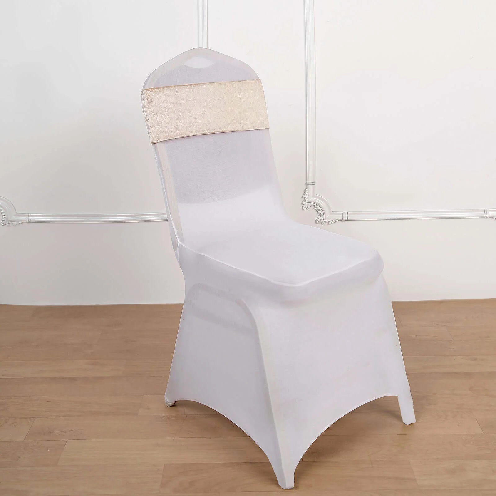 5 Pack Velvet Chair Sashes Champagne with Ruffled Center - Wrinkle-Resistant Stretchy Chair Bands - Image 8