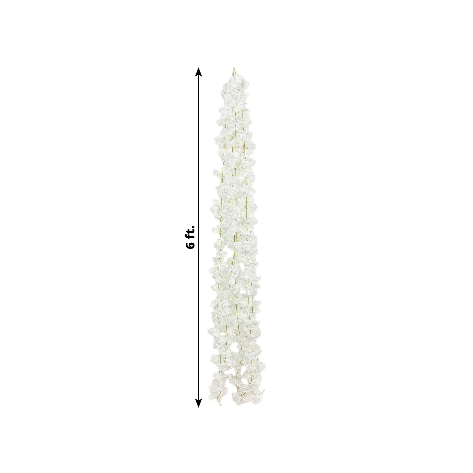 5 Pack White Artificial Cherry Blossom Flowers Garland, Silk Floral Hanging Vines - 6ft - Image 3