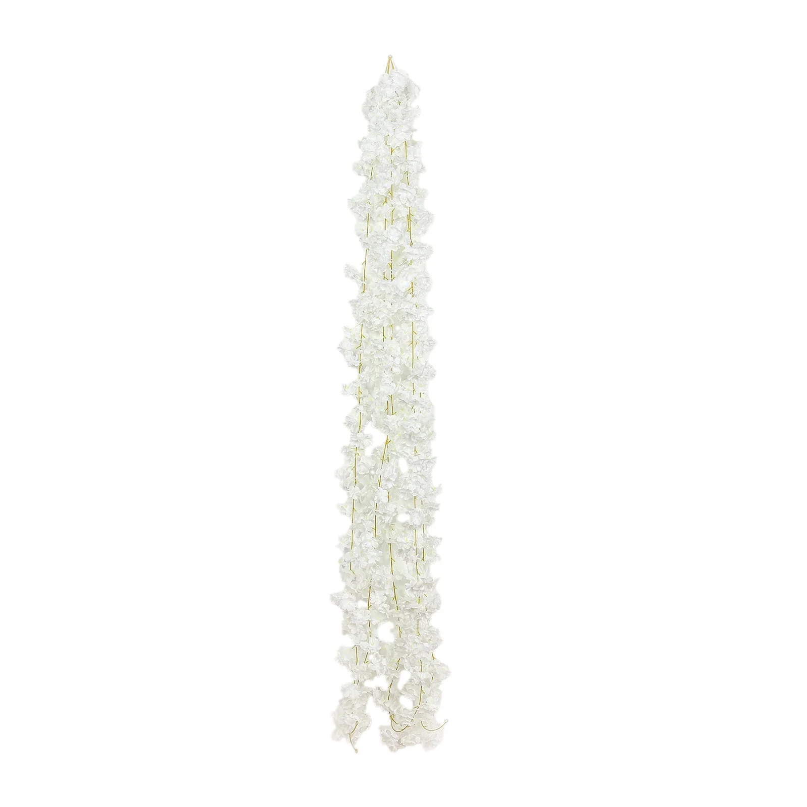 5 Pack White Artificial Cherry Blossom Flowers Garland, Silk Floral Hanging Vines - 6ft - Image 6