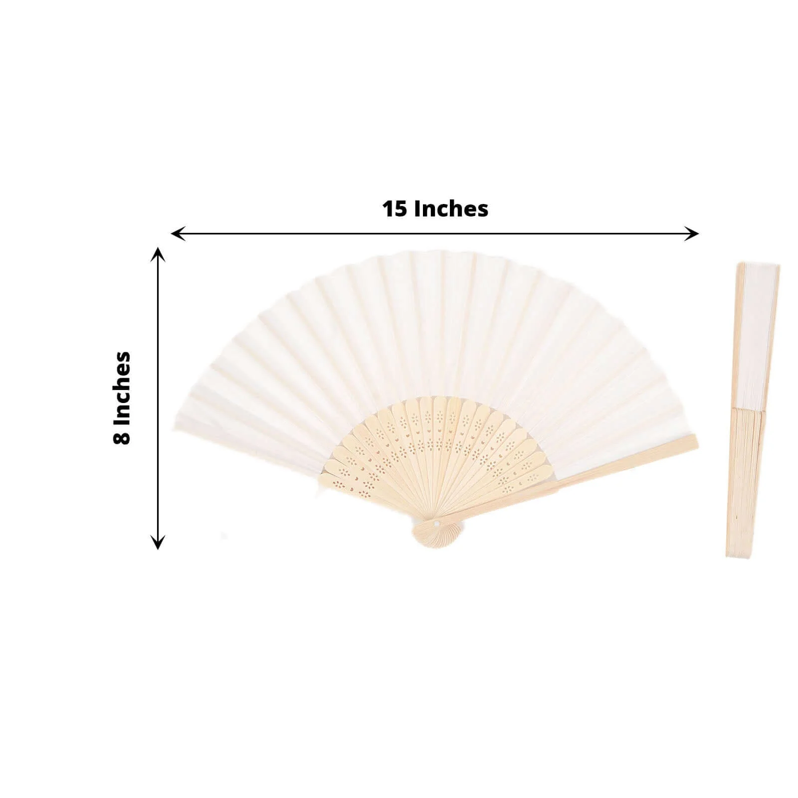 5 Pack White Asian Silk Folding Fans Party Favors, Oriental Folding Fan Favors - Image 3