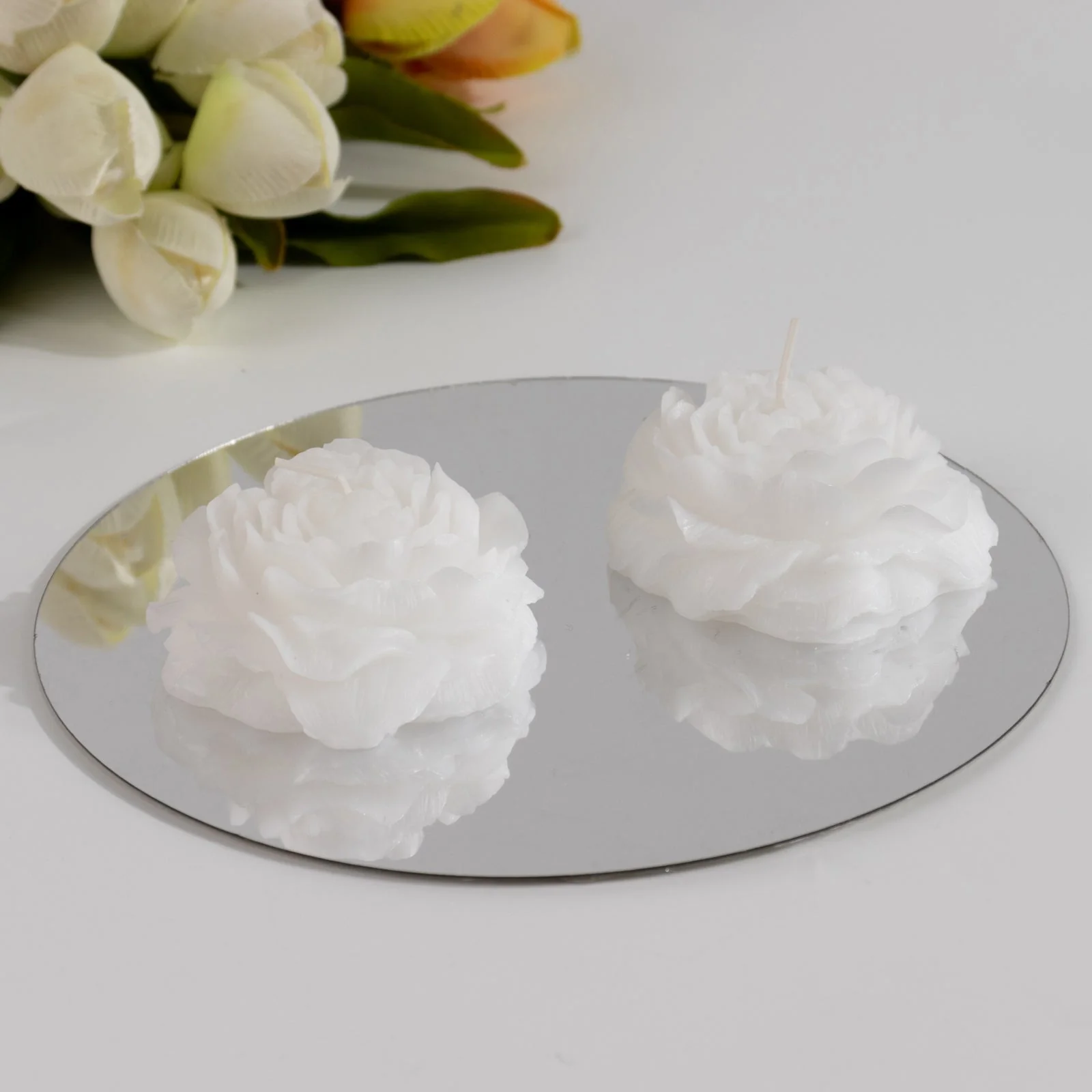 5-Pack White Peony Flower Scented Candles 3" Decorative Floating Wax Design - Party Favors with Gift Boxes & Ribbons - Image 6