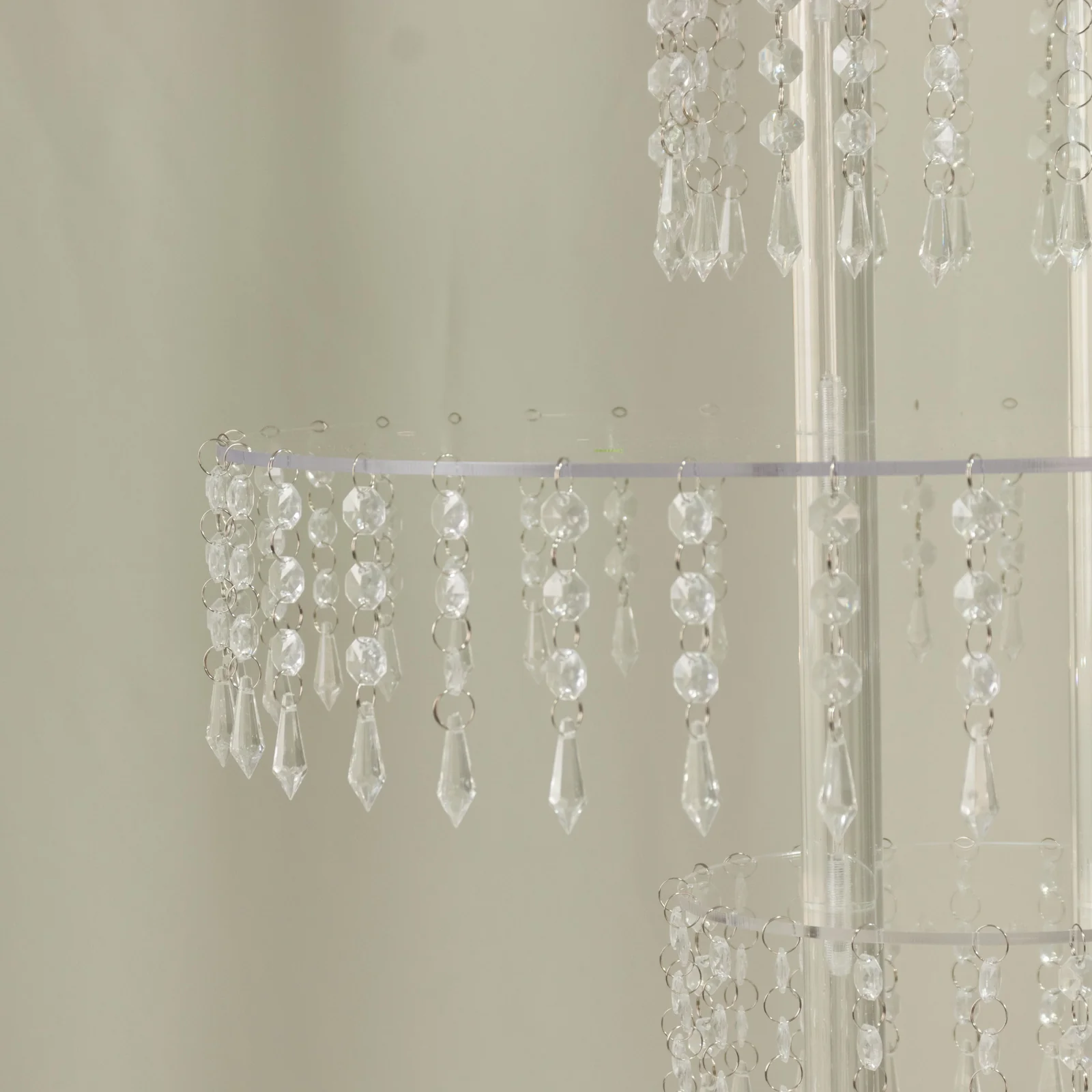 5-Tier Acrylic Chandelier Flower Stand with Hanging Crystals – 39" Tall Clear Table Centerpiece Display Tower - Image 8