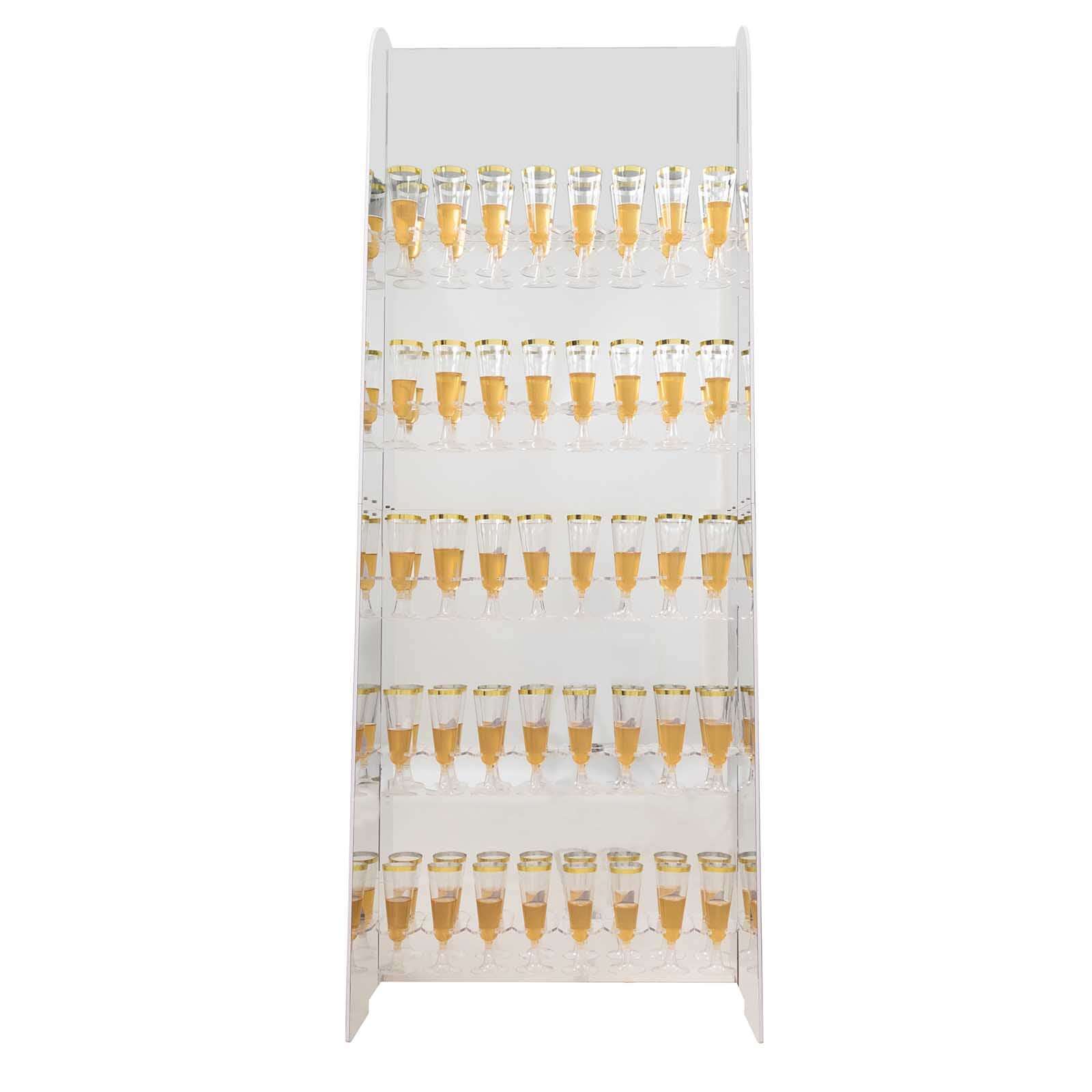 5-Tier Champagne Wall Glass Holder 5ft in Silver Mirror Finish, 40 Stemware Rack Cocktail Display Drink Organizer for Upscale Parties, Weddings & Bars - Image 6